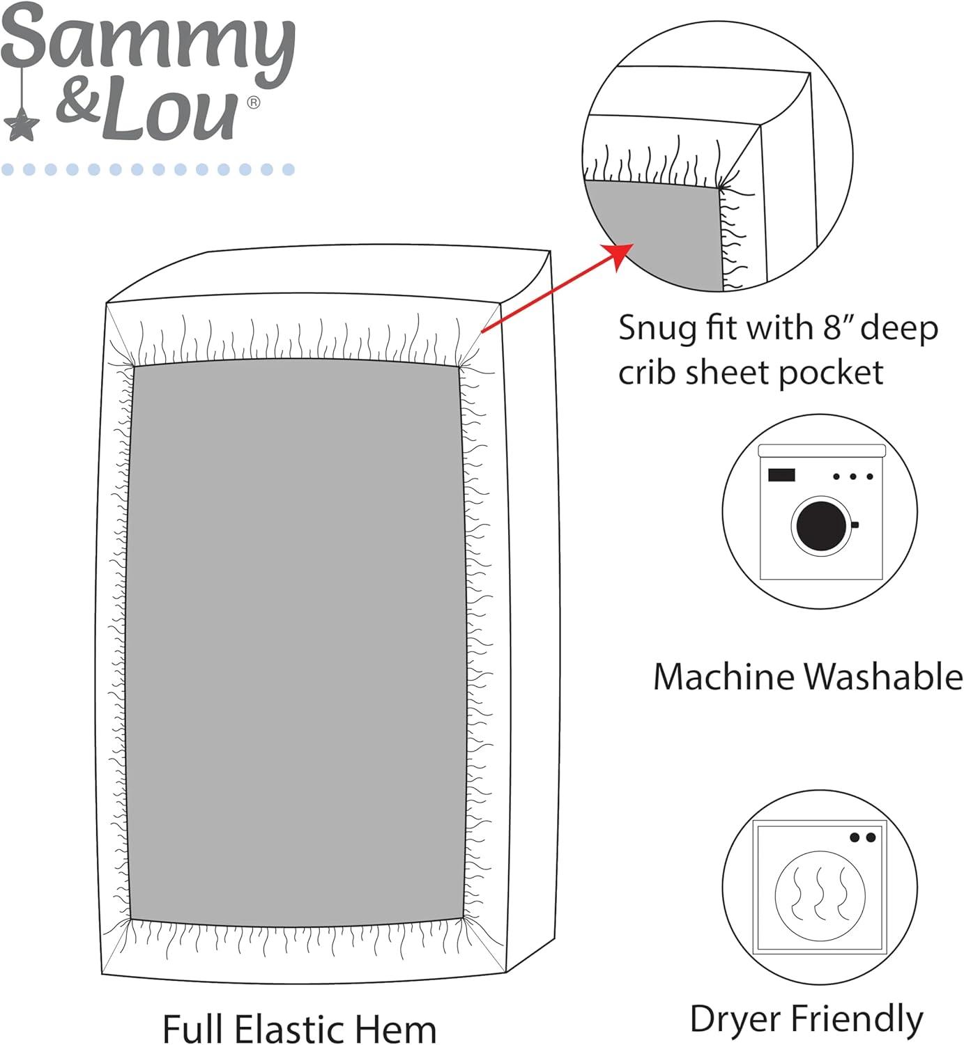 Sammy y Lou Infant Microfibra Estampada Floral Tejido Bolsillo Profundo 200 Sábanas para Cuna, Blanco, 2 Piezas