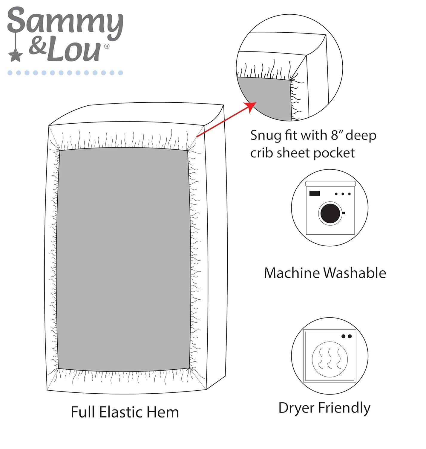 Sammy y Lou Infant Microfibra Estampada Floral Tejido Bolsillo Profundo 200 Sábanas para Cuna, Blanco, 2 Piezas