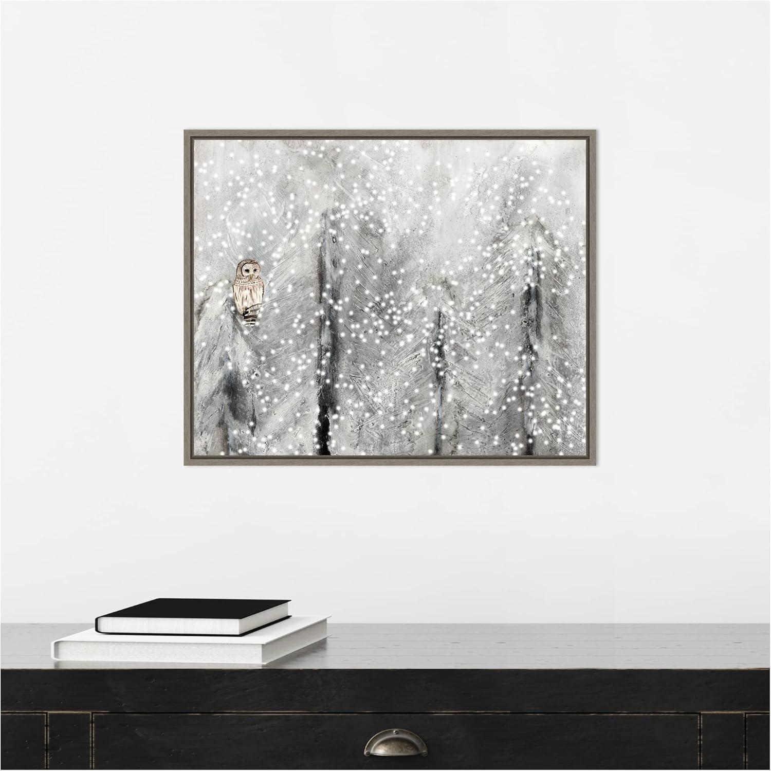 Amanti Art Snowy Habitat II (Owl) by Alicia Ludwig Canvas Wall Art Print Framed 20 x 16-in.