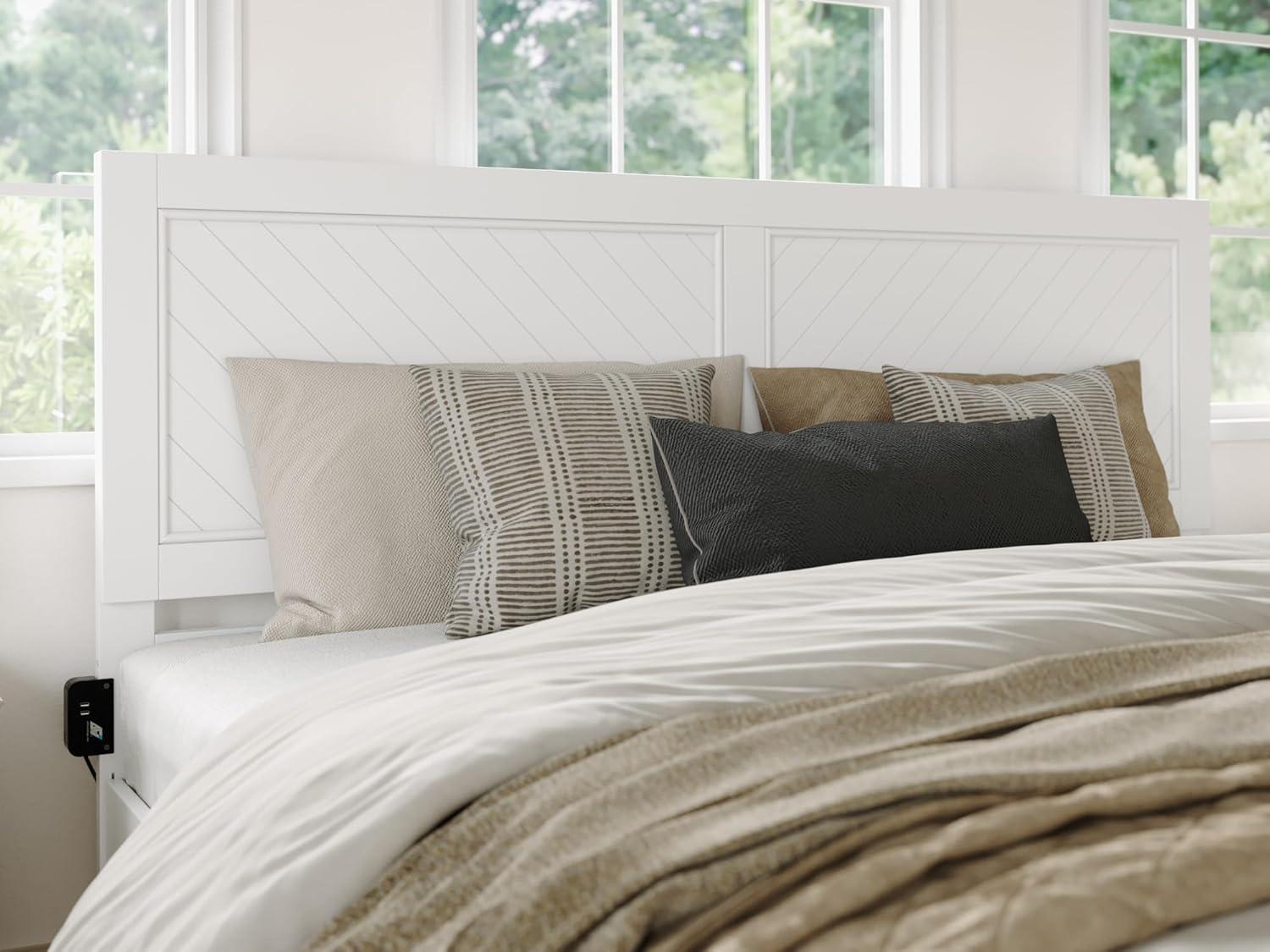 AFI Canyon White Solid Wood Platform Bed with Matching Footboard & Storage Drawers, King