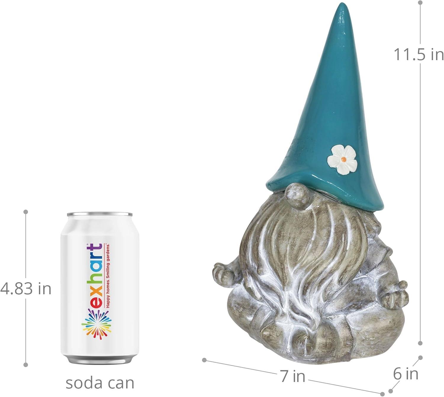 Exhart Exhart Good Time Solar Gnamaste Meditating Gnome Statue, 11 Inch