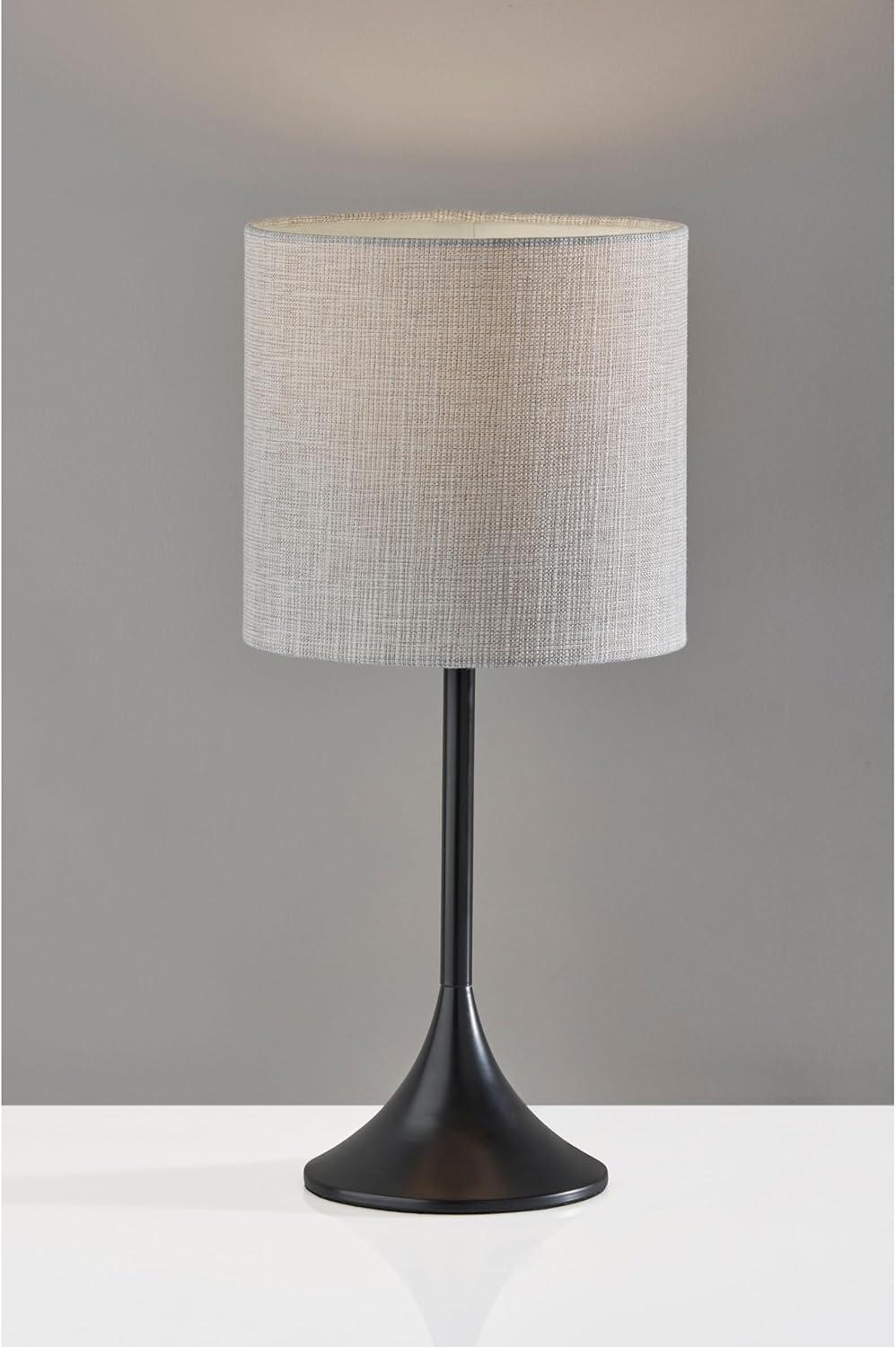 White Metal Desk Lamp with Beige Textured Fabric Shade