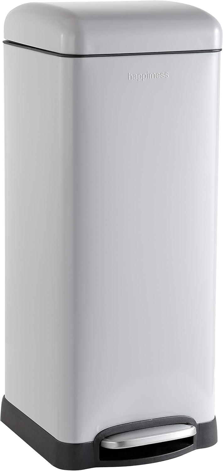 Betty Retro 8-Gallon Step-Open Trash Can, Fog Gray