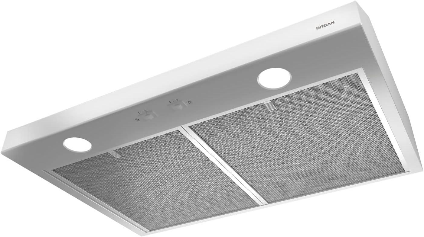 Broan Glacier 30-Inch 300 Max Blower CFM 5 Sones Range Hood