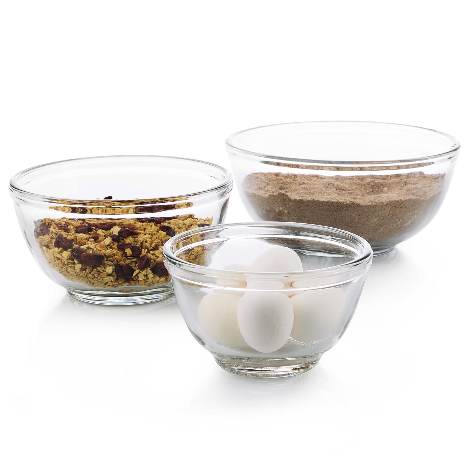 Libbey Baker's Basics 3 Piece Glass Mixing Bowl Set, Multi-Size (Set of 3)