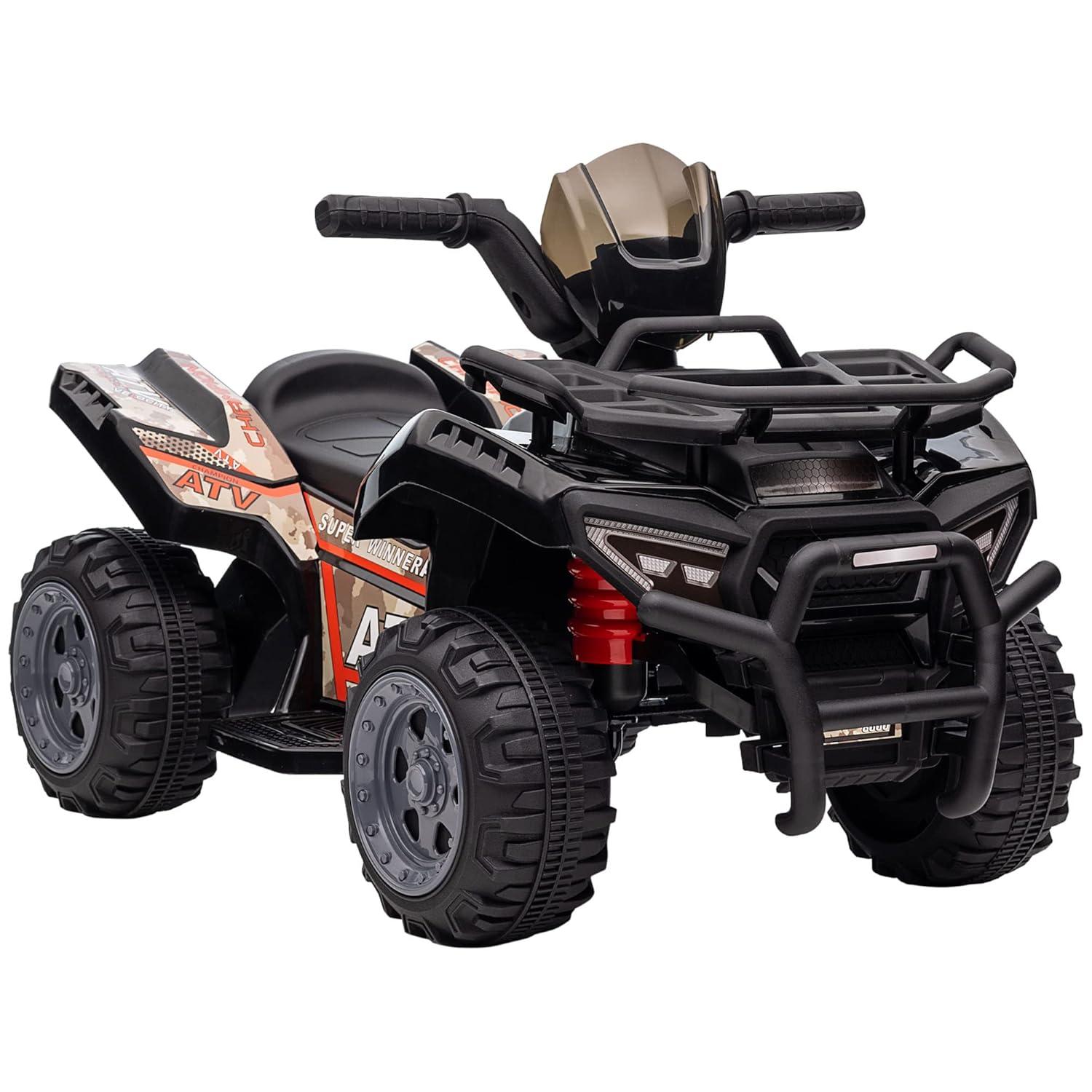 Aosom Kids Ride-on ATV Four Wheeler Car with Music, 6V Battery Powered Motorcycle for 18-36 Months, Black