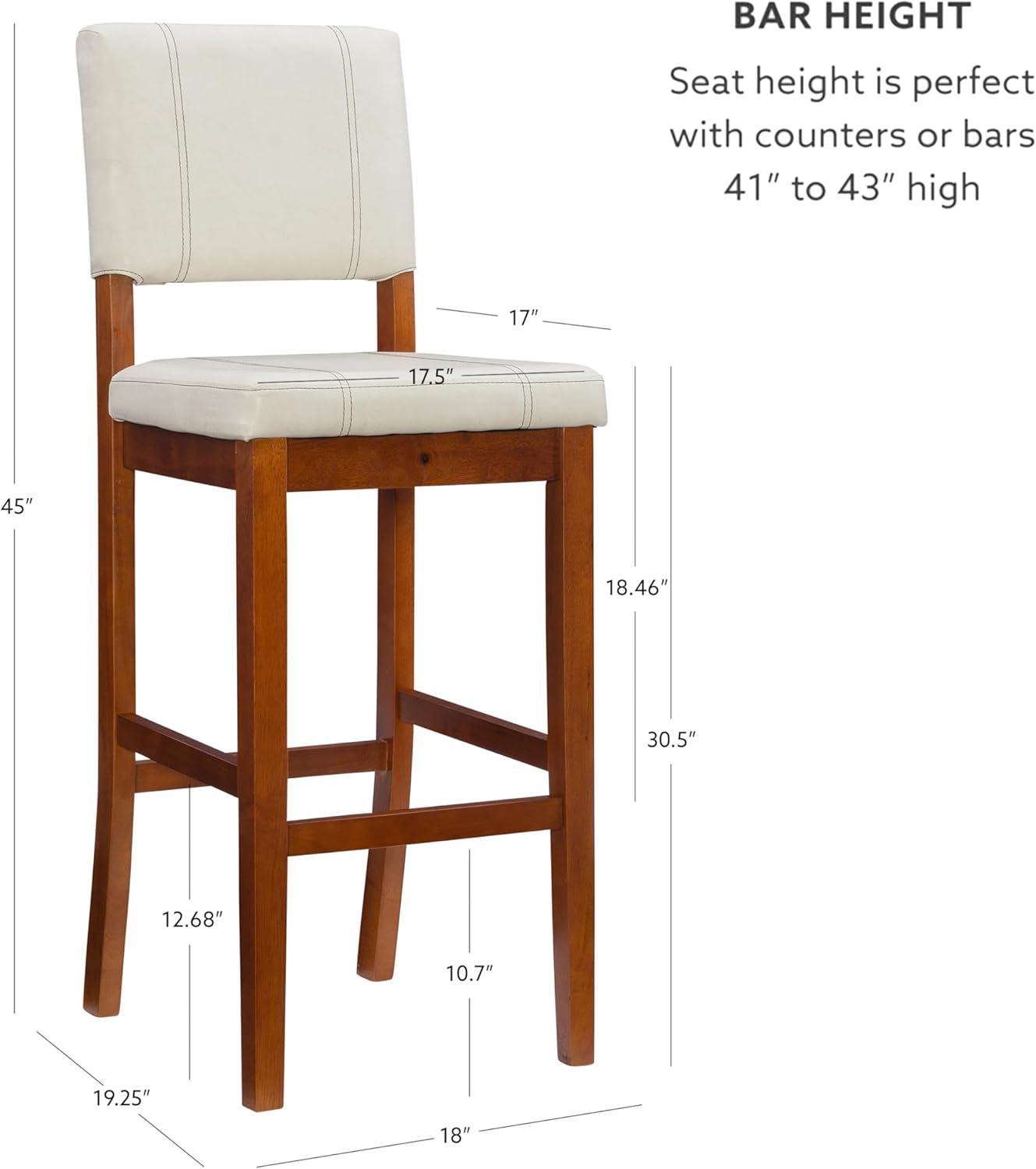 Milano Padded Barstool Upholstered Seat & Back - Linon