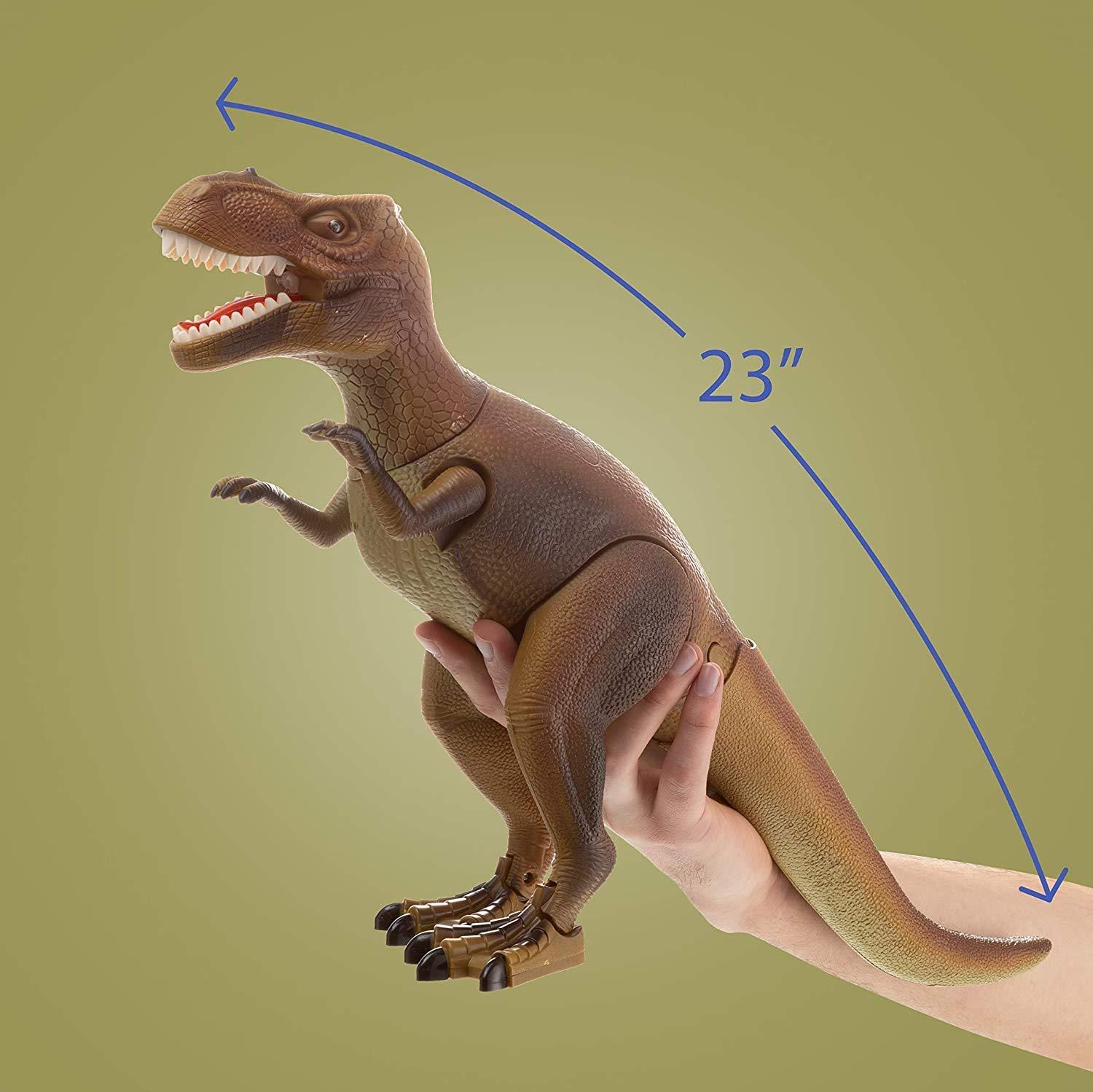 Realistic Brown and Green RC Tyrannosaurus Rex Toy with Roaring and Spraying