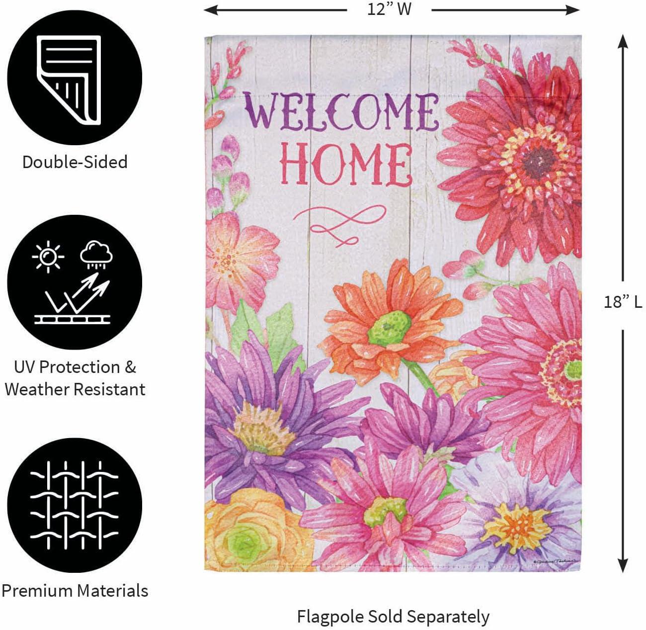 Evergreen Welcome Home Spring Suede Garden Flag 12 x 18 Inches Indoor Outdoor Decor