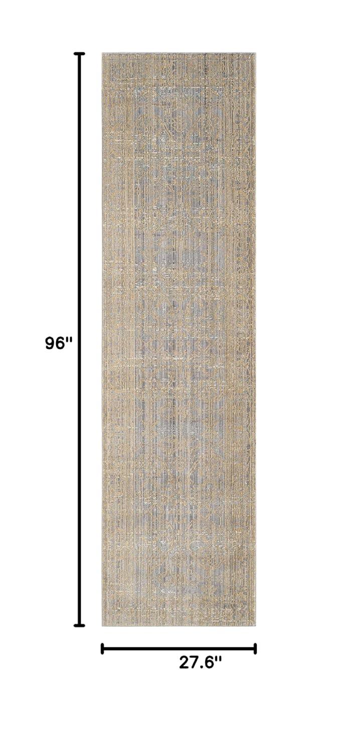 Valencia VAL104 Power Loomed Indoor Runner Rug - Grey/Gold - 2'3"x8' - Safavieh