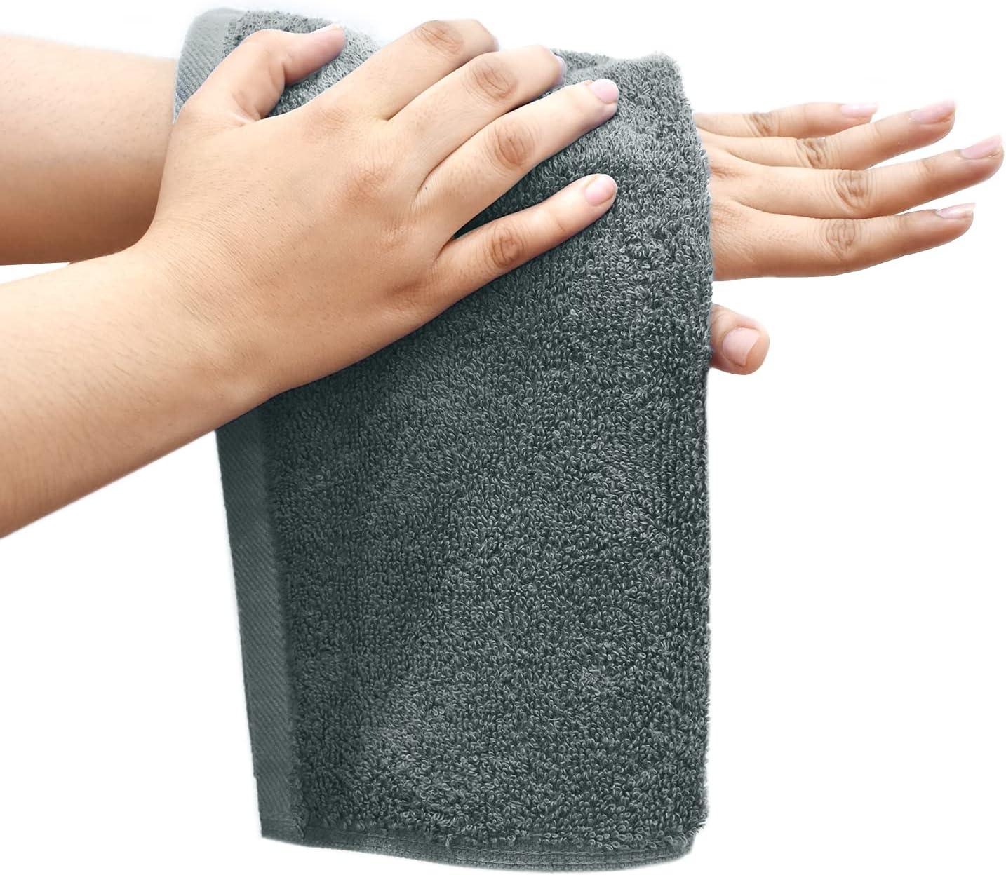 White Classic Luxury 100% Cotton Washcloths Set of 12 - 13x13" Gray