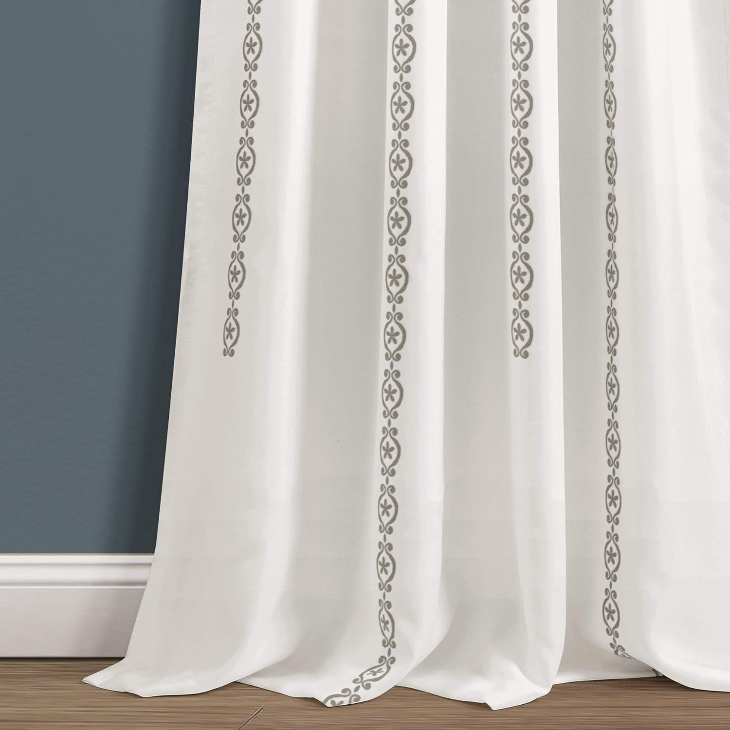 Stripe Medallion Polyester Room Darkening Curtain Pair (Set of 2)