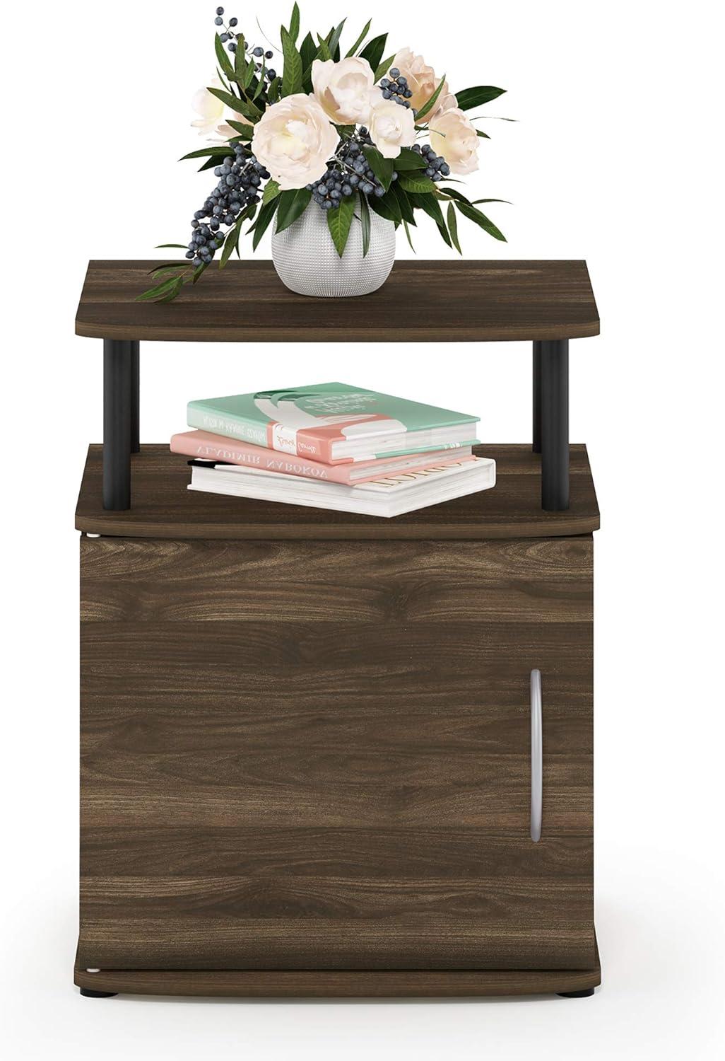 Furinno JAYA Utility Design End Table, Columbia Walnut/Black