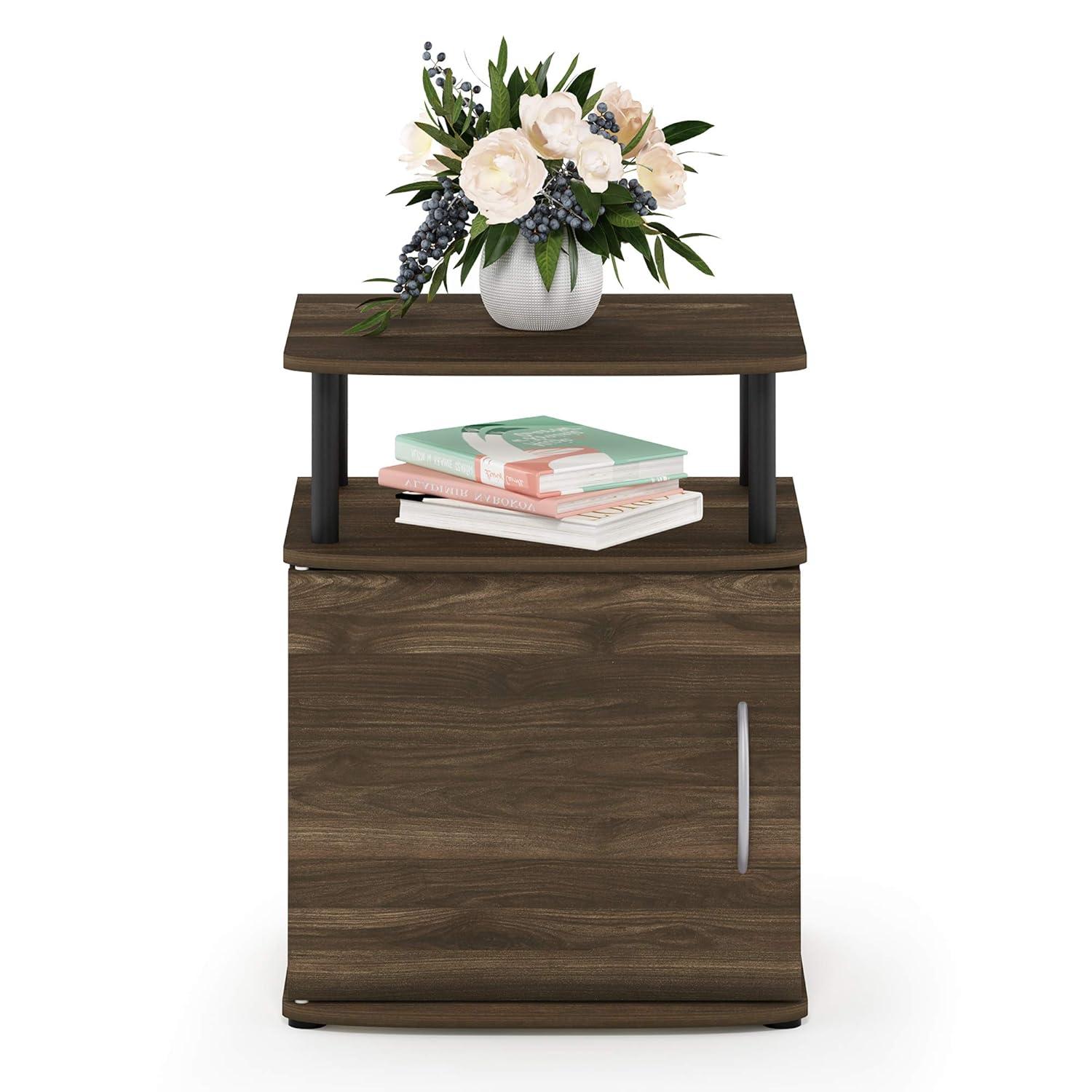 Columbia Walnut and Black Wood End Table with Storage