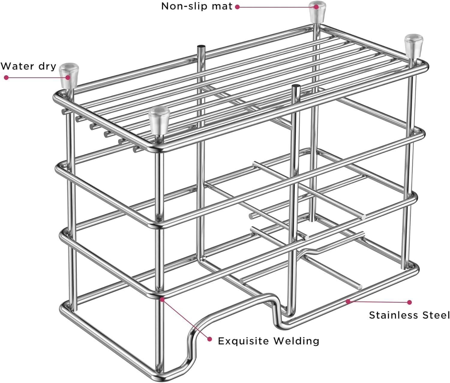 Small bathroom toothbrush holder, 5 compartments silver