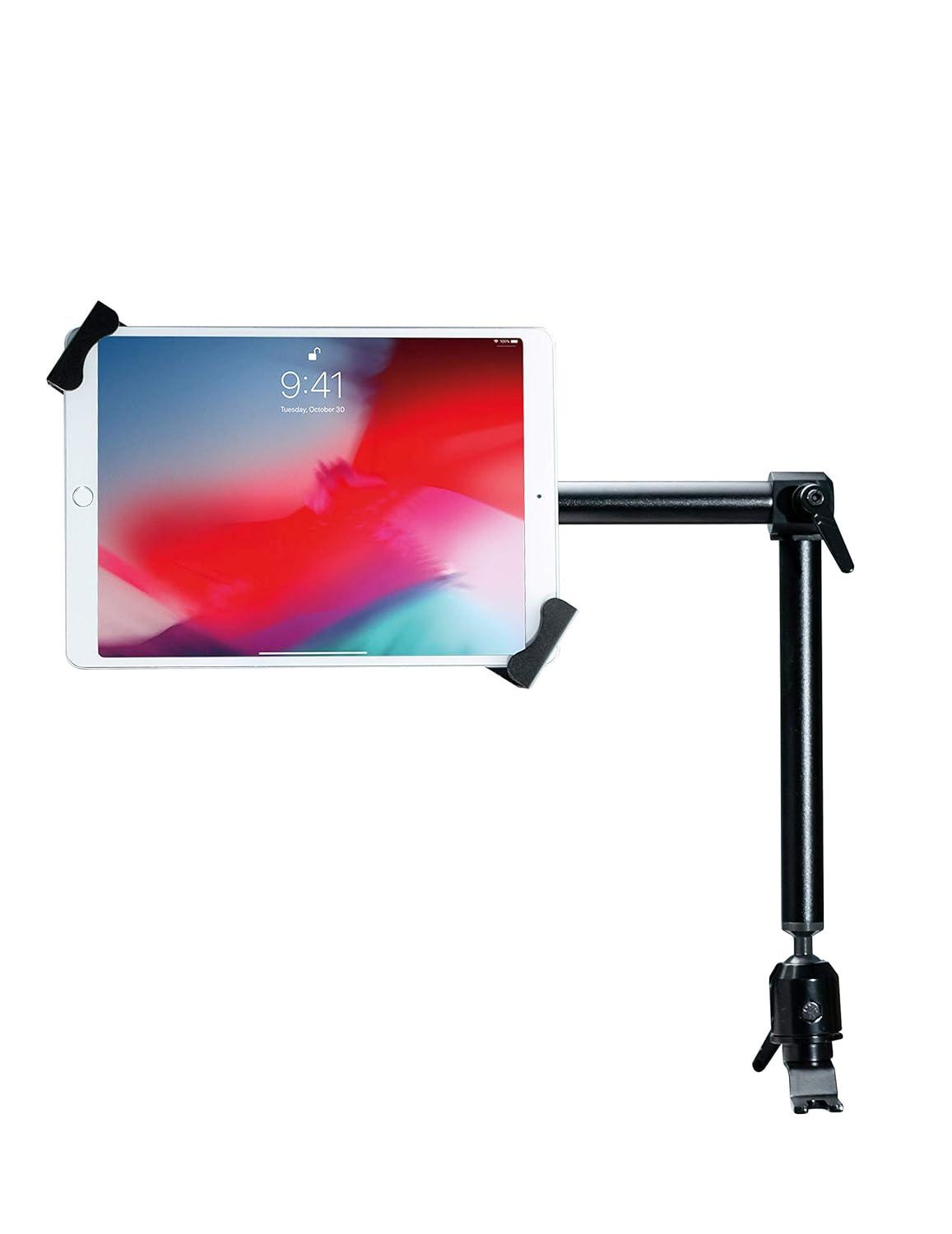 CTA Digital Security Vehicle Mount - CTA Universal Aluminum Locking Tablet Mount for 7-14" Tablet - Compatible with iPad 7th/ 8th/ 9th Gen 10.2", iPad Pro 12.9", iPad Air 3, Surface Pro 4, Galaxy Tab