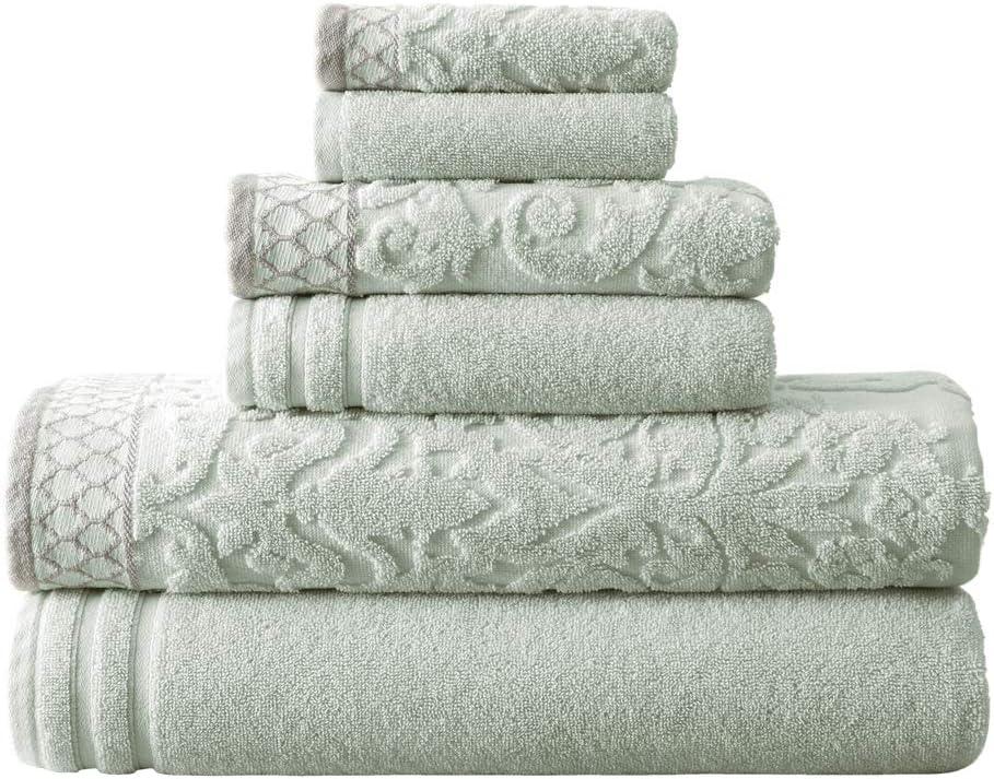 Modern Threads Damask Jacquard 6 Piece Towel Set With Embellished Border.