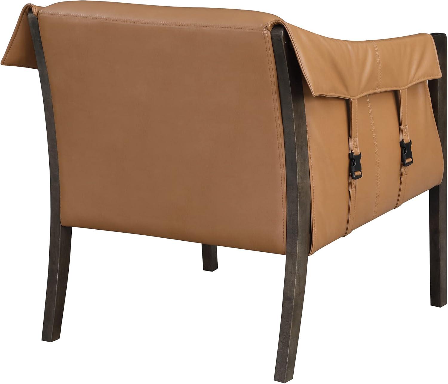 Parkfield Accent Chair in Camel Brown Faux Leather with Walnut Frame