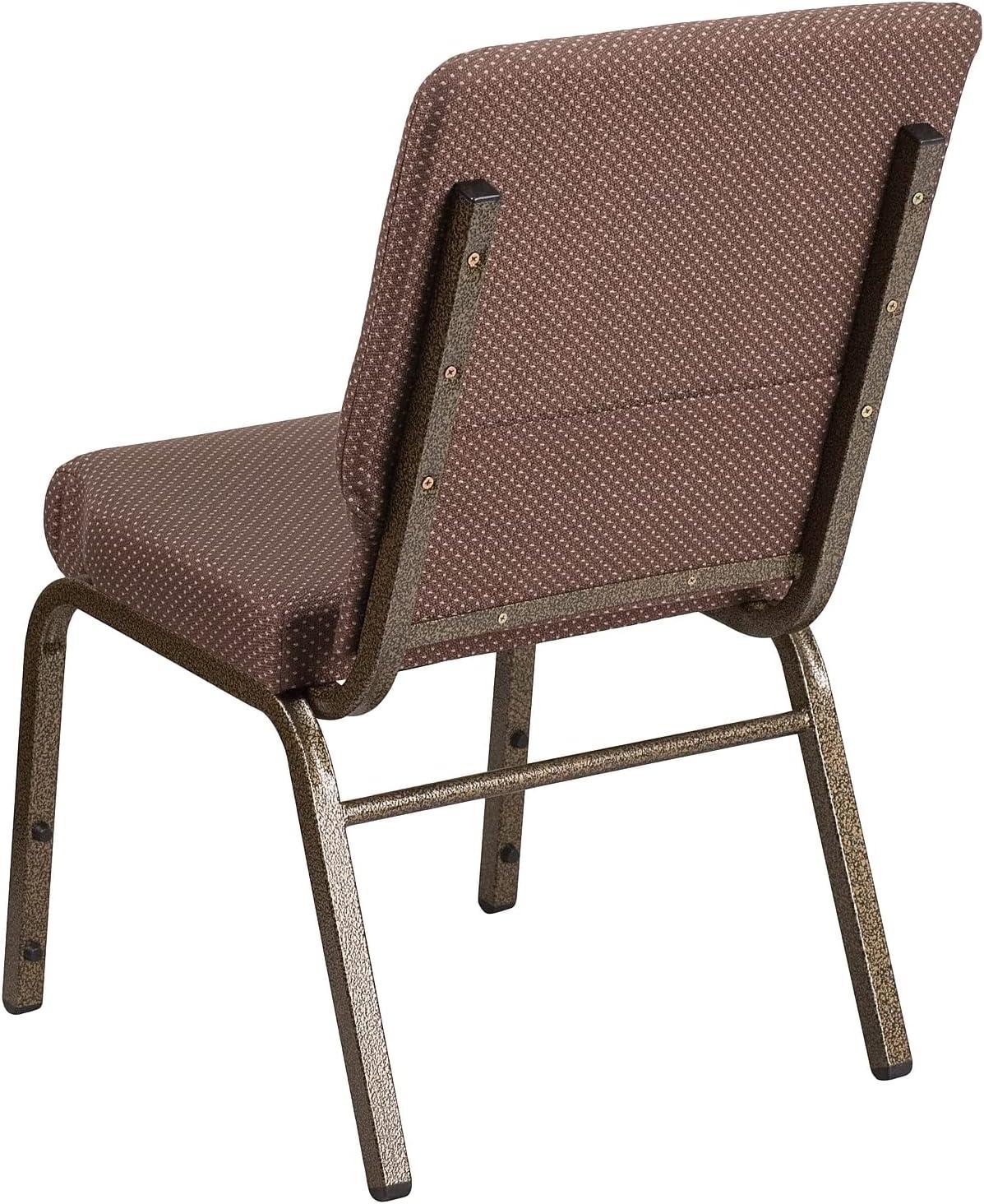 Flash Furniture Hercules Series 18.5"W Upholstered Adult Church Chair with Book Pouch, Brown Dot