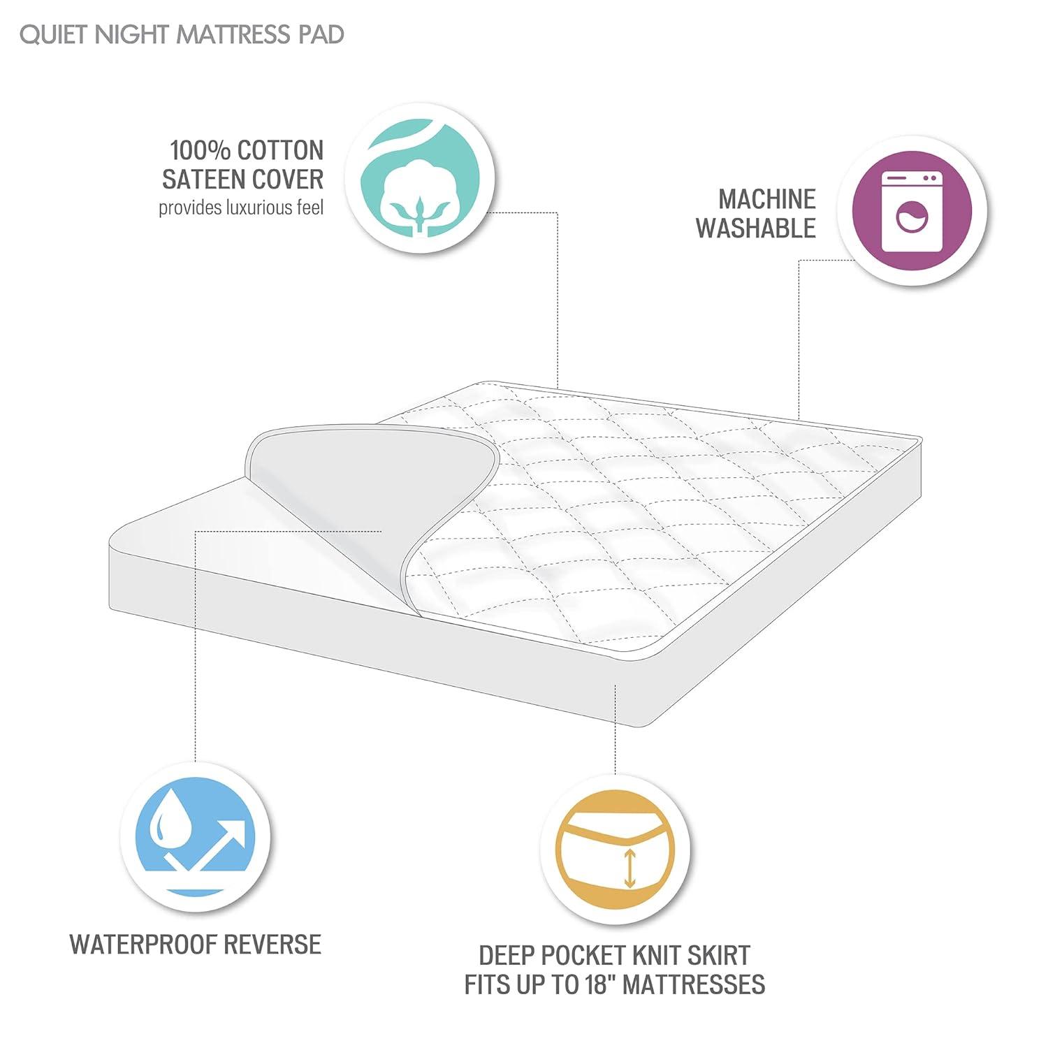 Madison Park California King Ensure 300 Thread Count Cotton Sateen Waterproof Mattress Pad: Hypoallergenic, Quilted