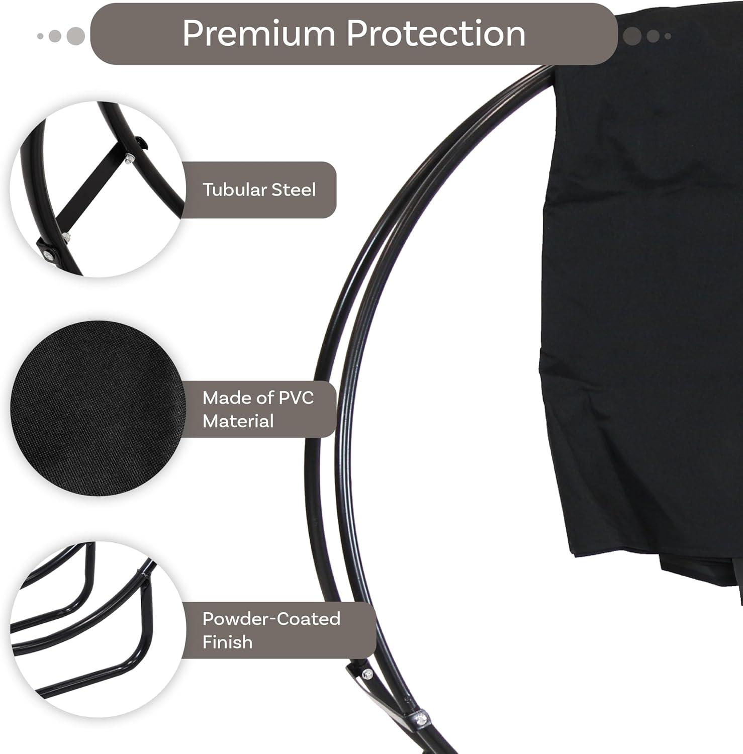 Sunnydaze Outdoor Heavy-Duty Steel Firewood Log Hoop Storage Rack with Weather-Resistant PVC Log Hoop Cover - 24" - Black