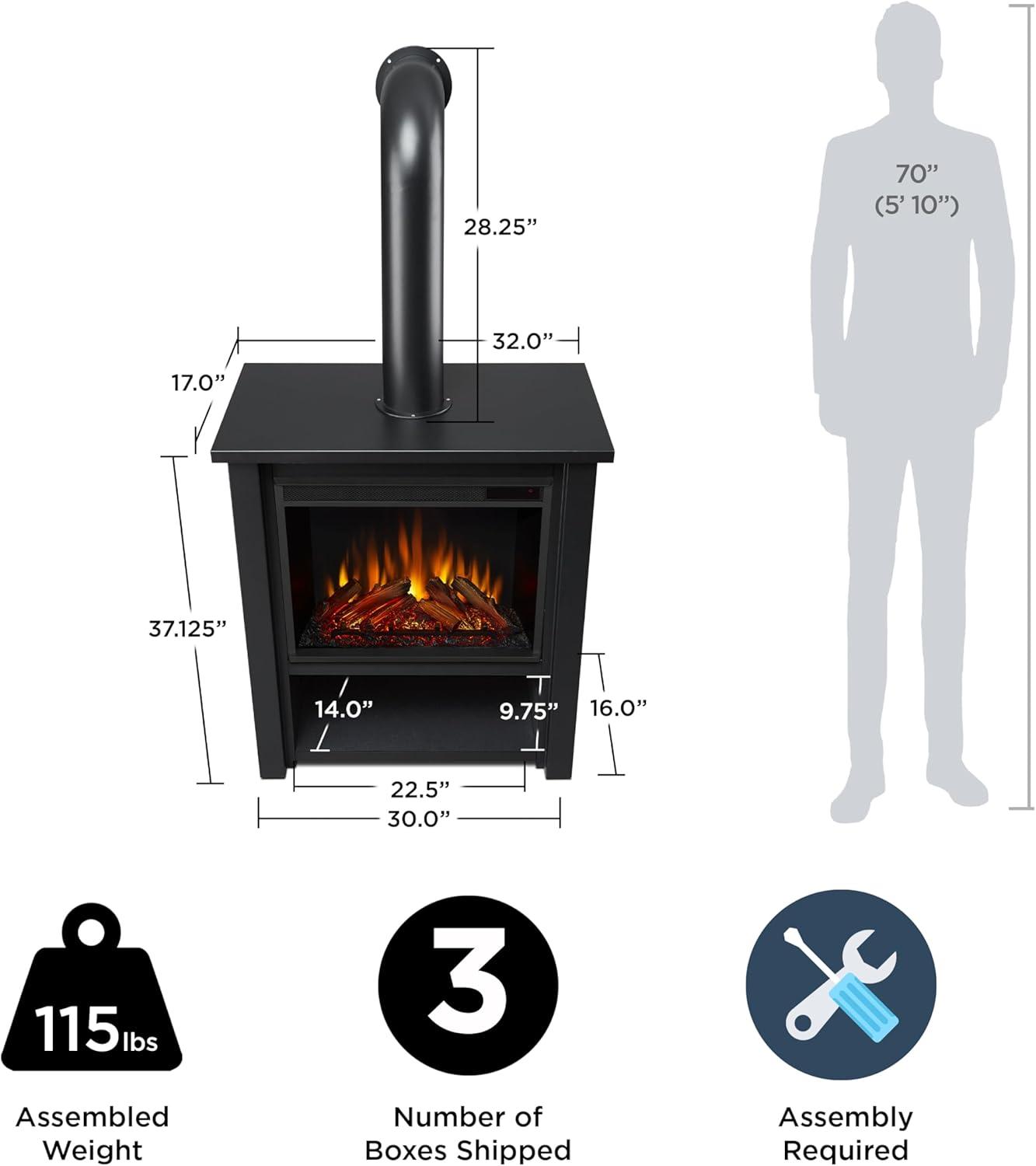 Hollis 32" Electric Fireplace in Black by Real Flame