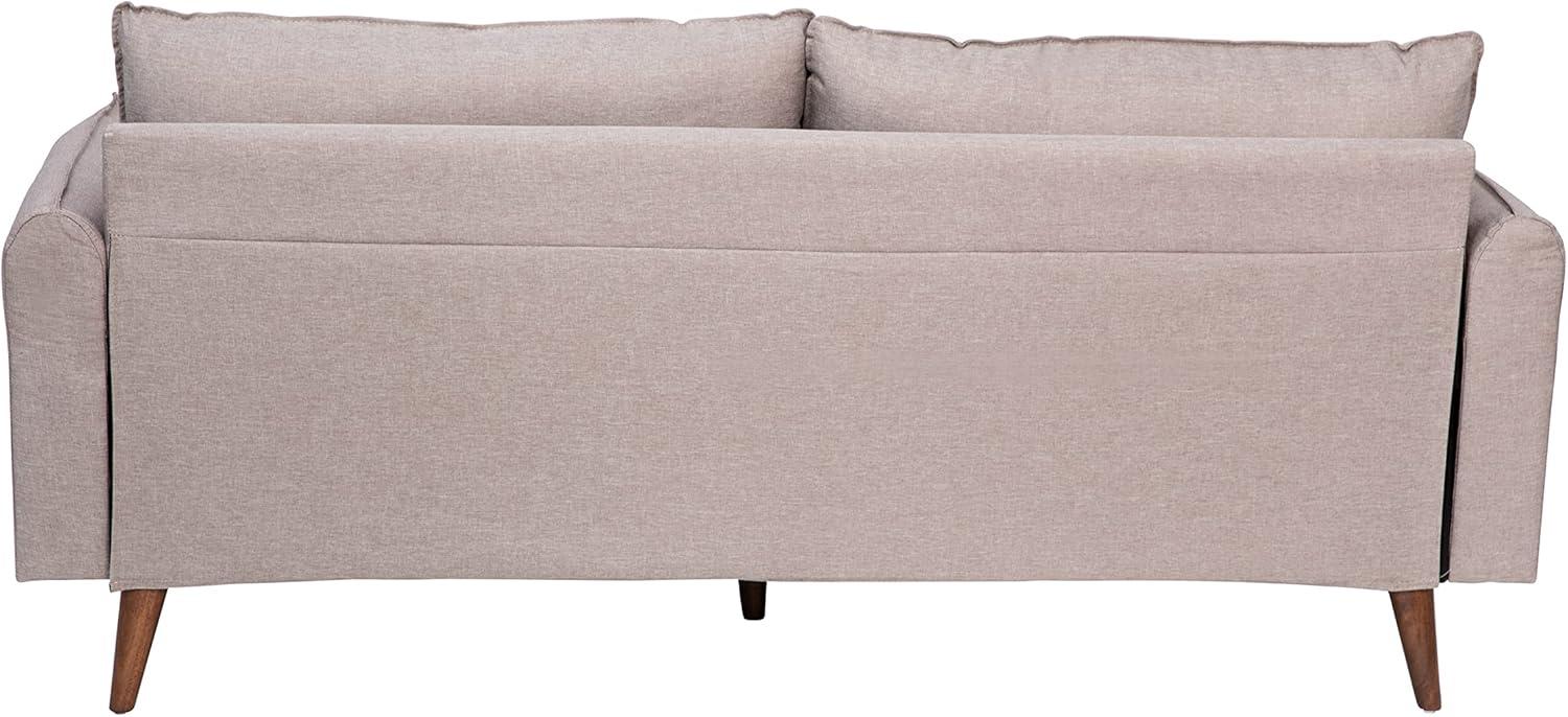 Flash Furniture Evie Mid-Century Modern Sofa with Faux Linen Fabric Upholstery & Solid Wood Legs in Taupe