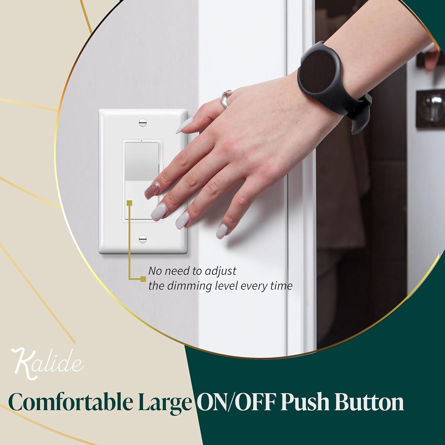 TOPGREENER Dimmer Light Switch, LED Slide Dimmer Switch,for 300W Dimmable LED/CFL Lights and 600W INC/HAL Bulbs, Single Pole/3-Way, Wall Plate Included, UL Listed, White, 5 Pack