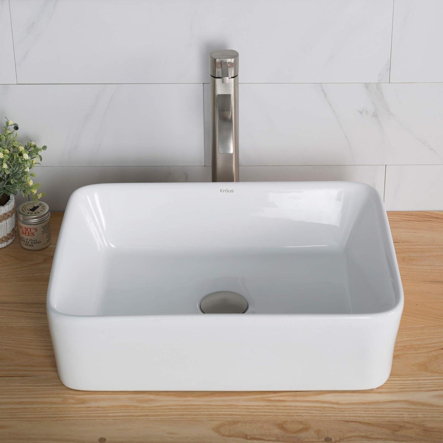 Ceramic Ceramic Rectangular Vessel Bathroom Sink