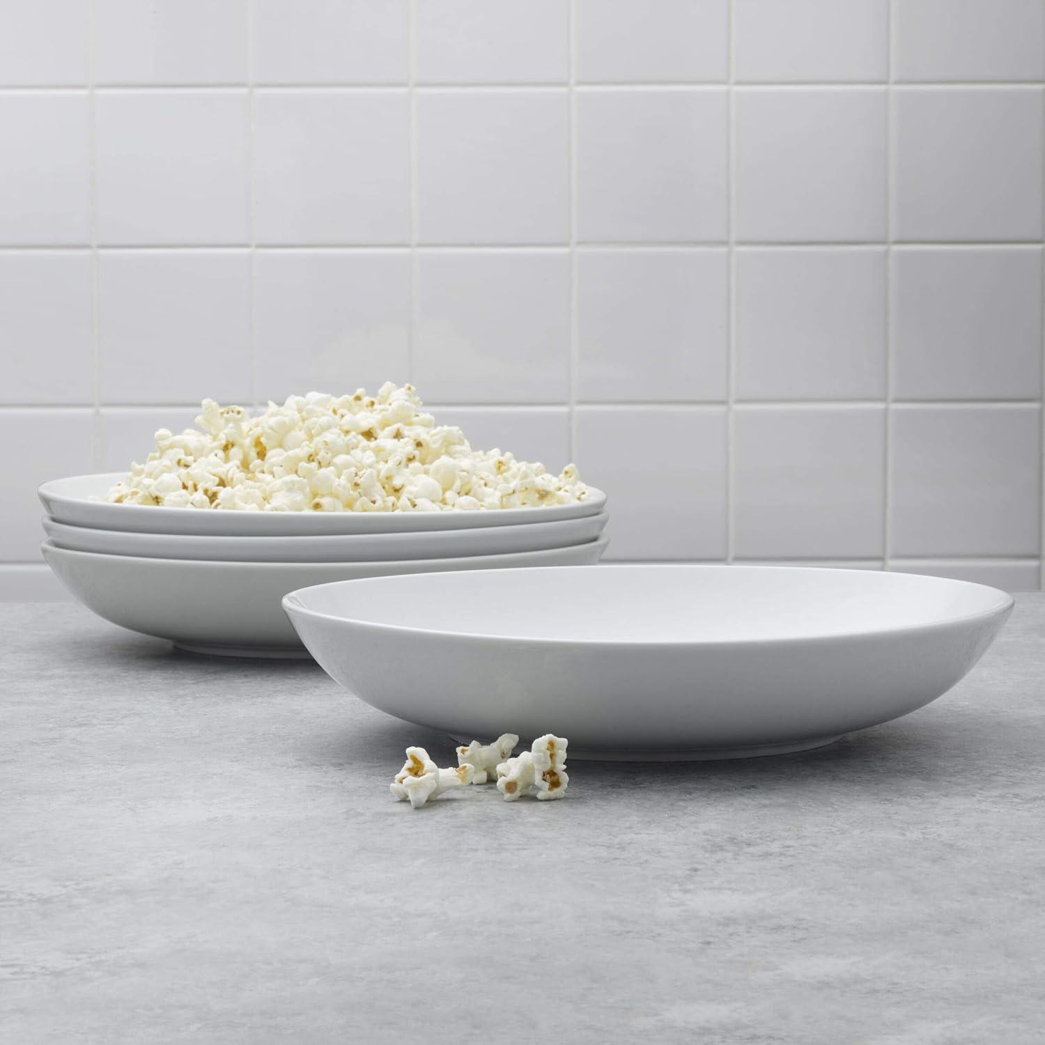 White Ceramic 48 Ounce Pasta Bowls, Set of 4