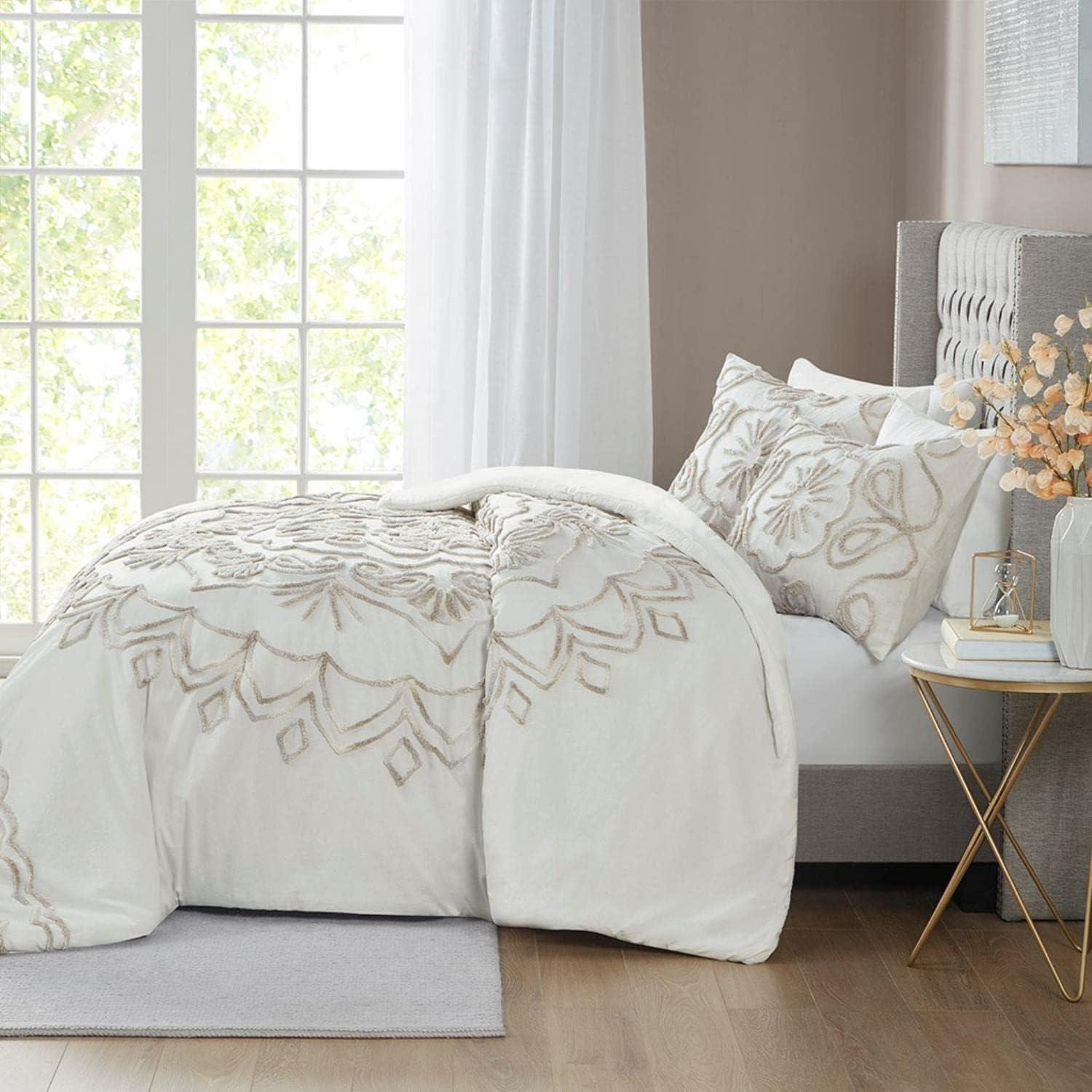 Violette 3 Piece Tufted Cotton Chenille Duvet Cover Set