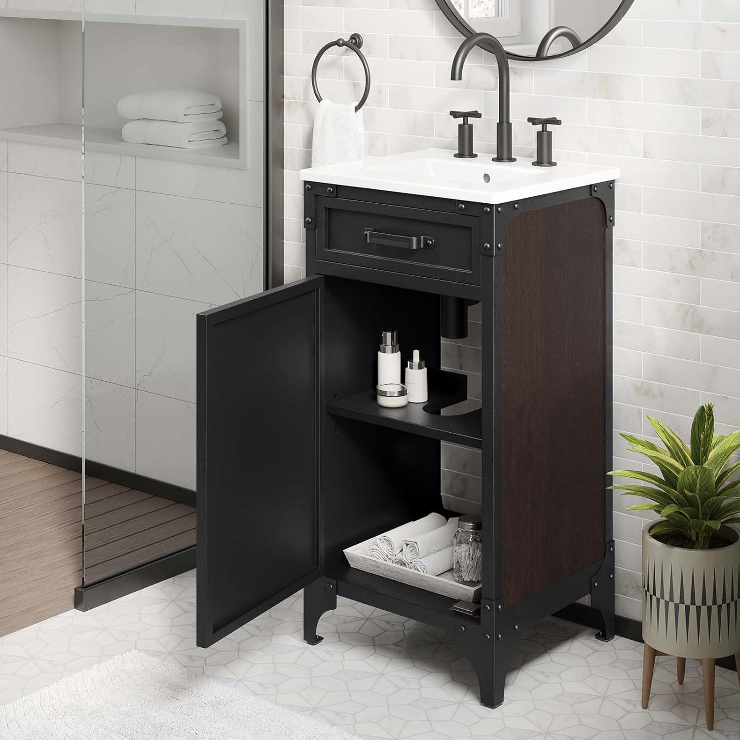 Modway Modway Steamforge 17'' Free Standing Single Bathroom Vanity with Ceramic Top