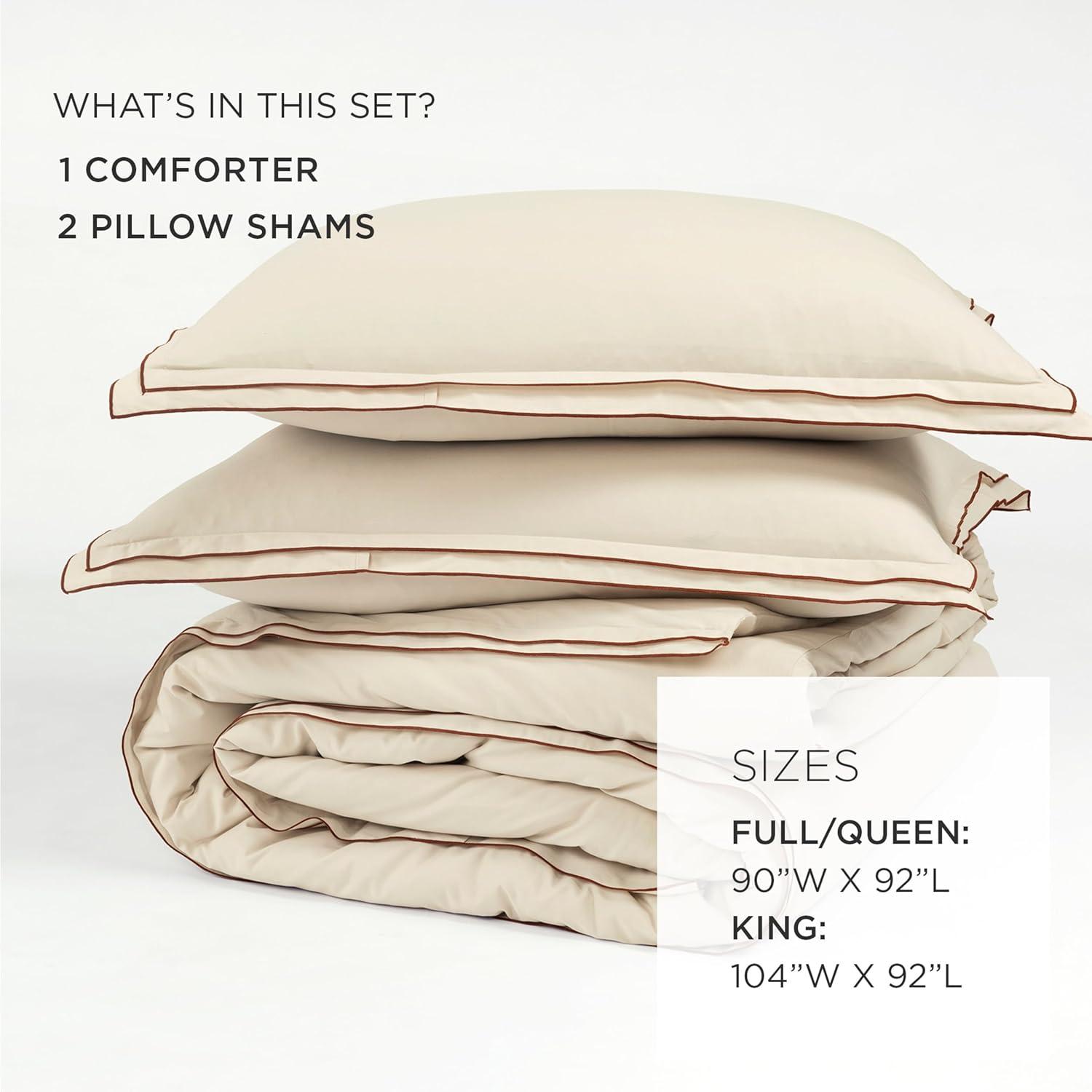 Hampton Double Flange Embroidered Contrast Edge Comforter 3 Pieces Set