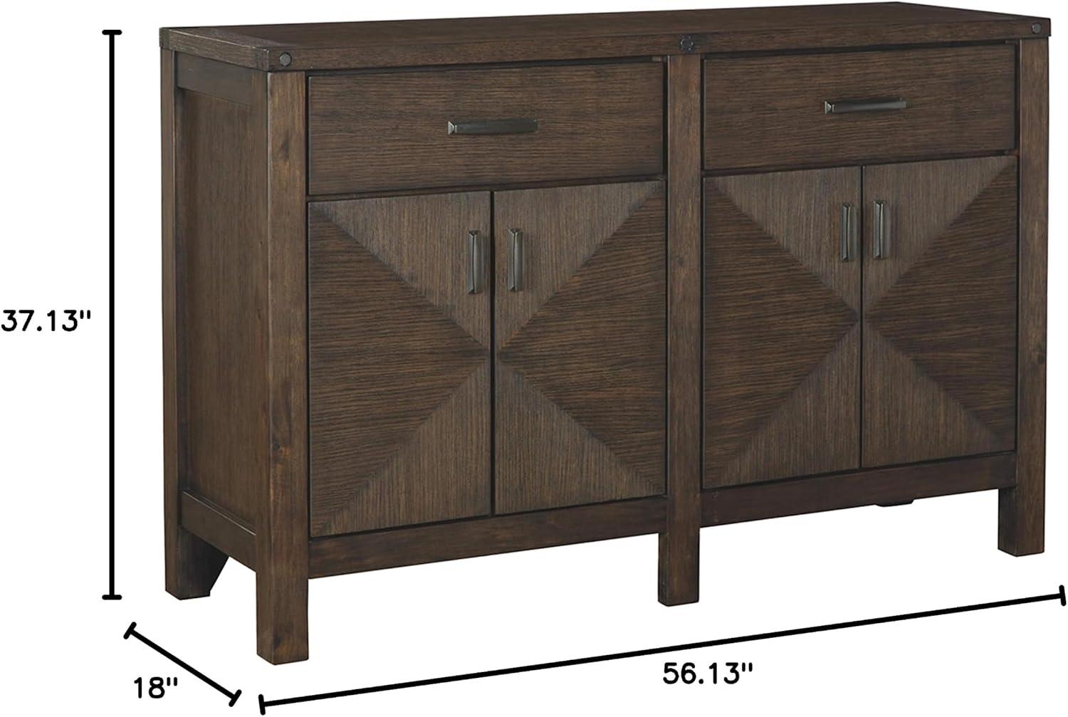 Dellbeck Dark Brown Wood Dining Room Server with Drawers