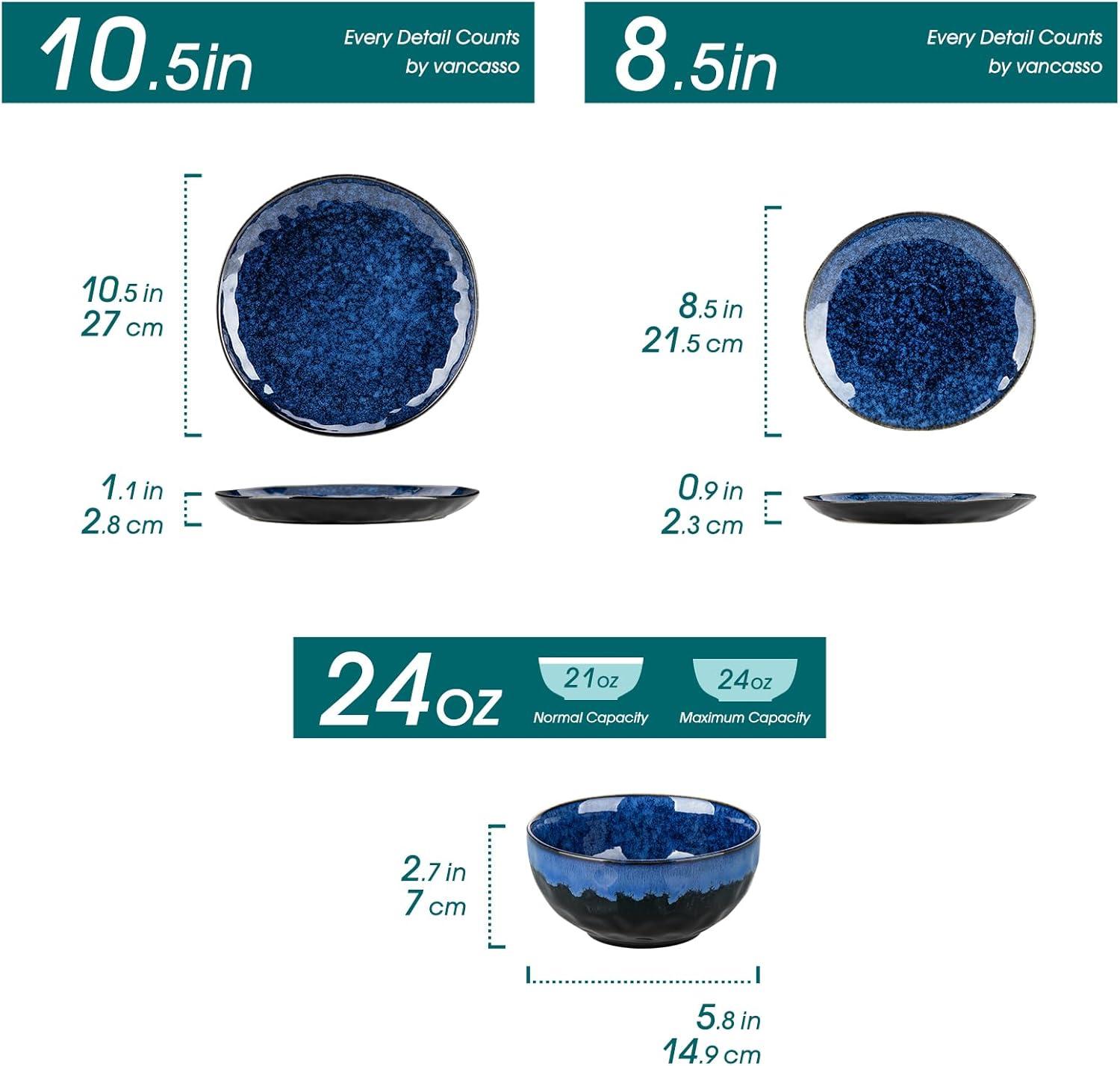 Starry Blue 12-Piece Porcelain Dinnerware Set, Service for 4