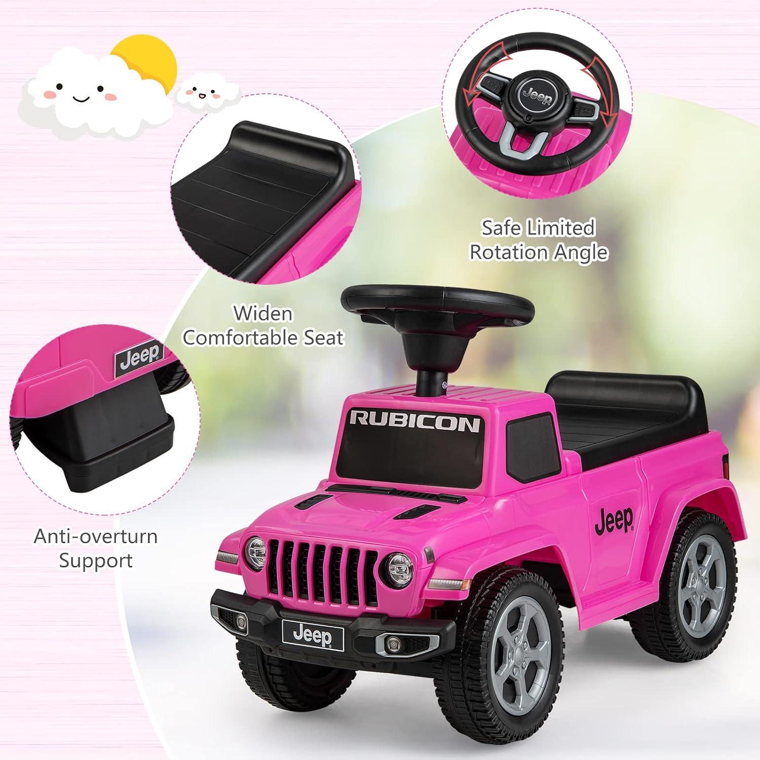 Pink Licensed Jeep Ride-On Push Car with Engine Sound