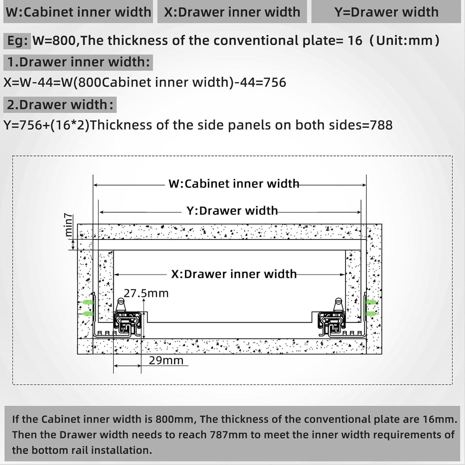 Soft Close Bottom Mount Drawer Slides 9 Inch Rails with Rear mounting Bracket Locking Devices Screws for Face Frame Or Frameless Application（9 inch, 1 Pair）