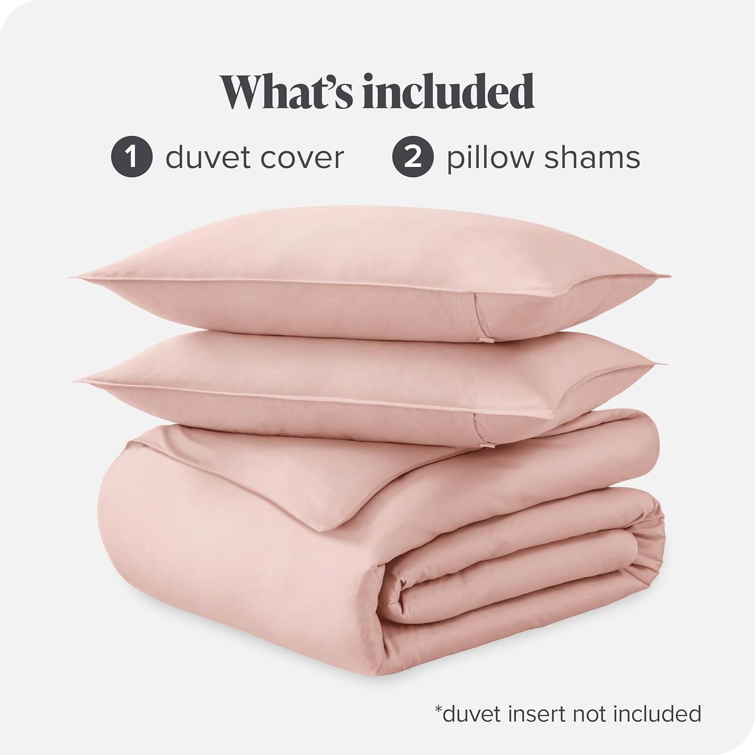 Bare Home Organic Cotton Duvet Cover Set - 400 Thread Count - Sateen Weave - Full/Queen, Dusty Pink, 3-Pieces