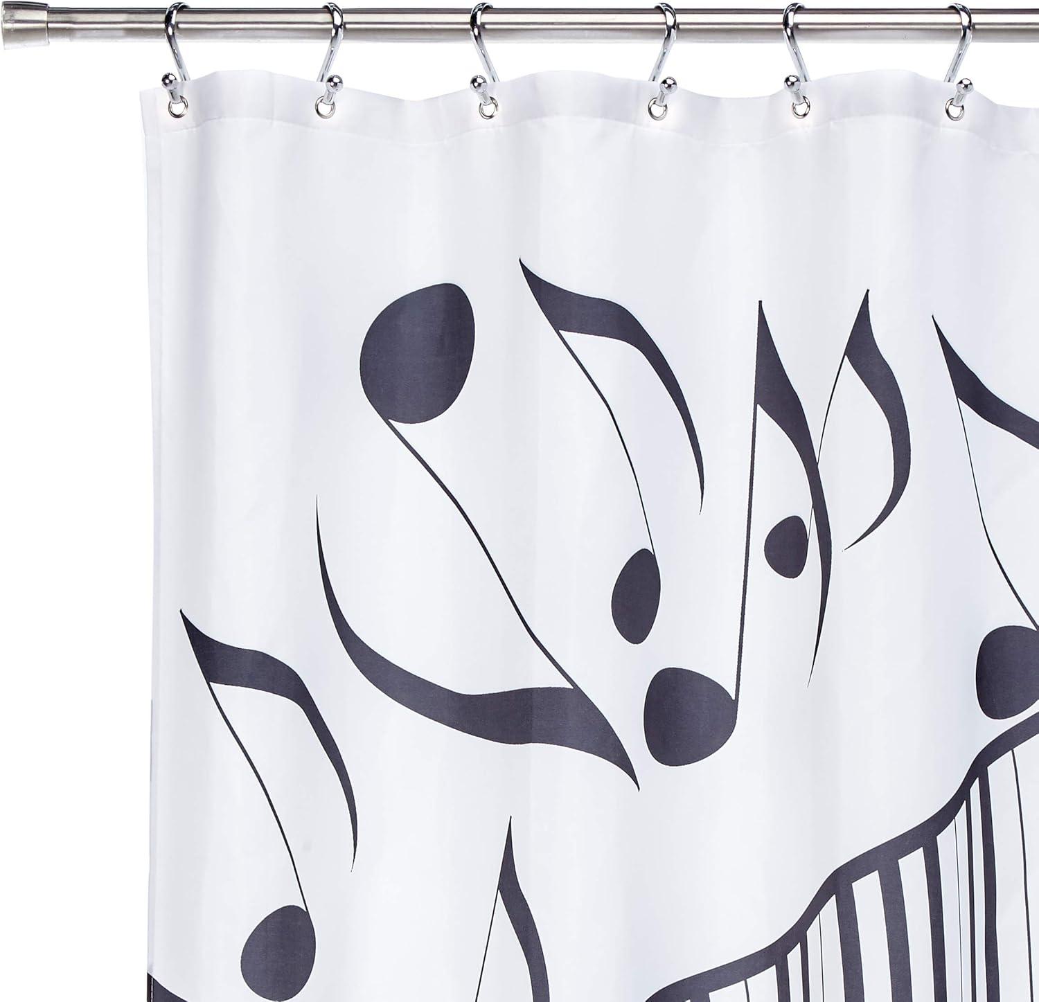 Borders Unlimited 70500 Music Shower Curtain, Black & Grey