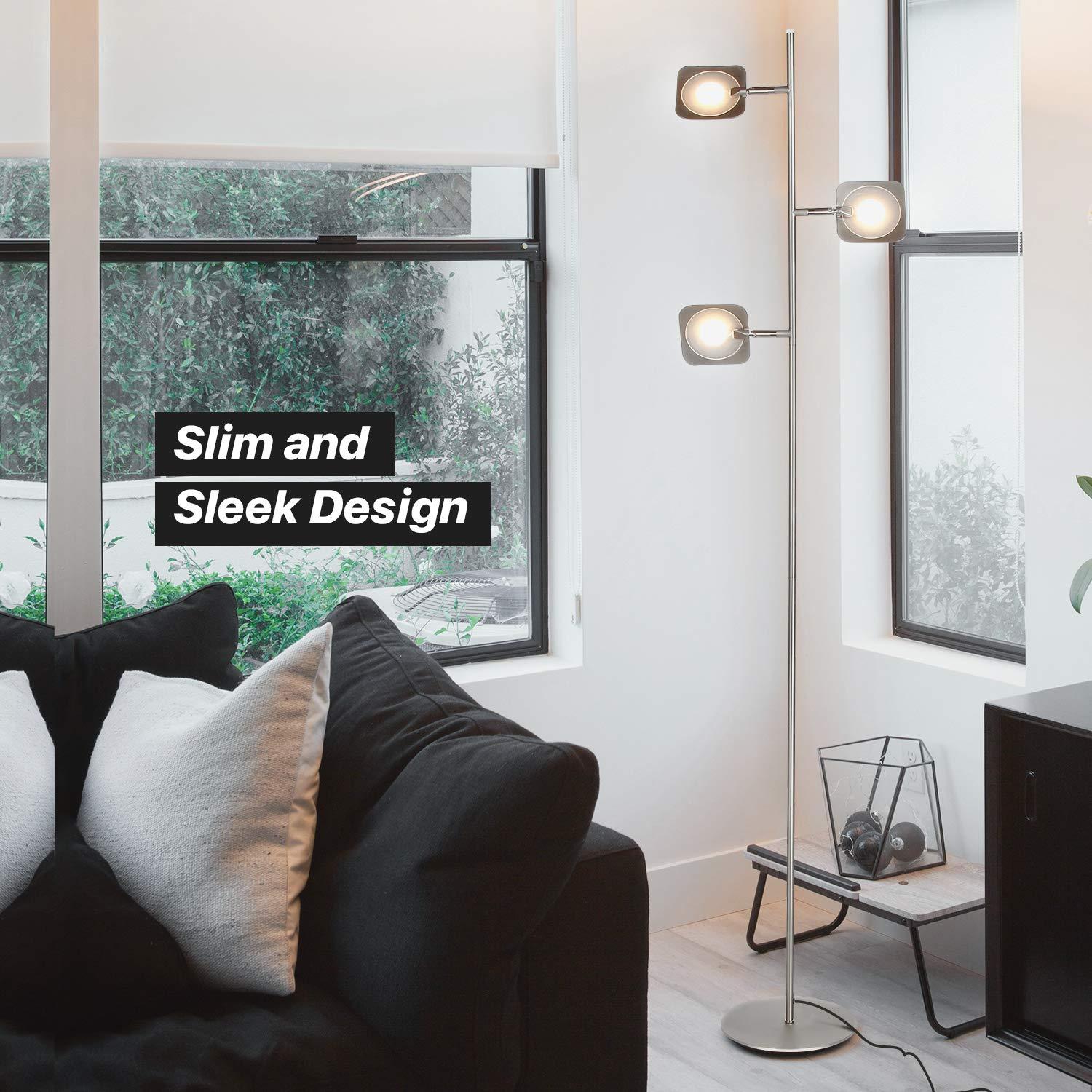Brightech Tree Industrial LED 3-Way Dimming Floor Lamp with 3 Adjustable Spot Lights