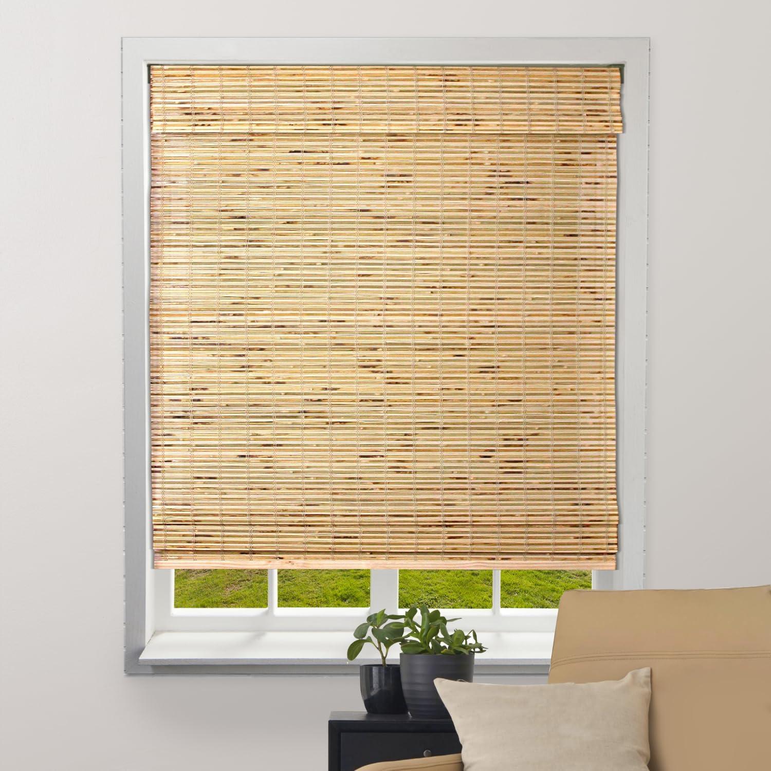 Cordless Petite Rustique Bamboo Roman Shades 32"W x 60"H