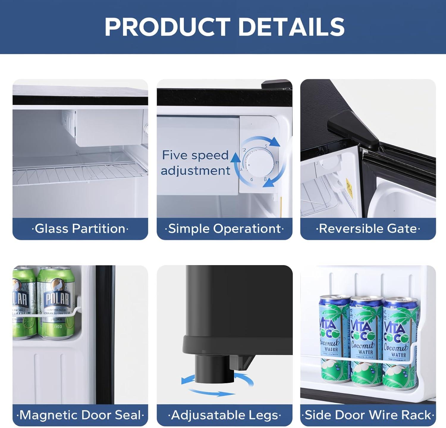 BANGSON BANGSON 1.6 Cu.Ft Mini Fridge With Freezer US-BSR-008