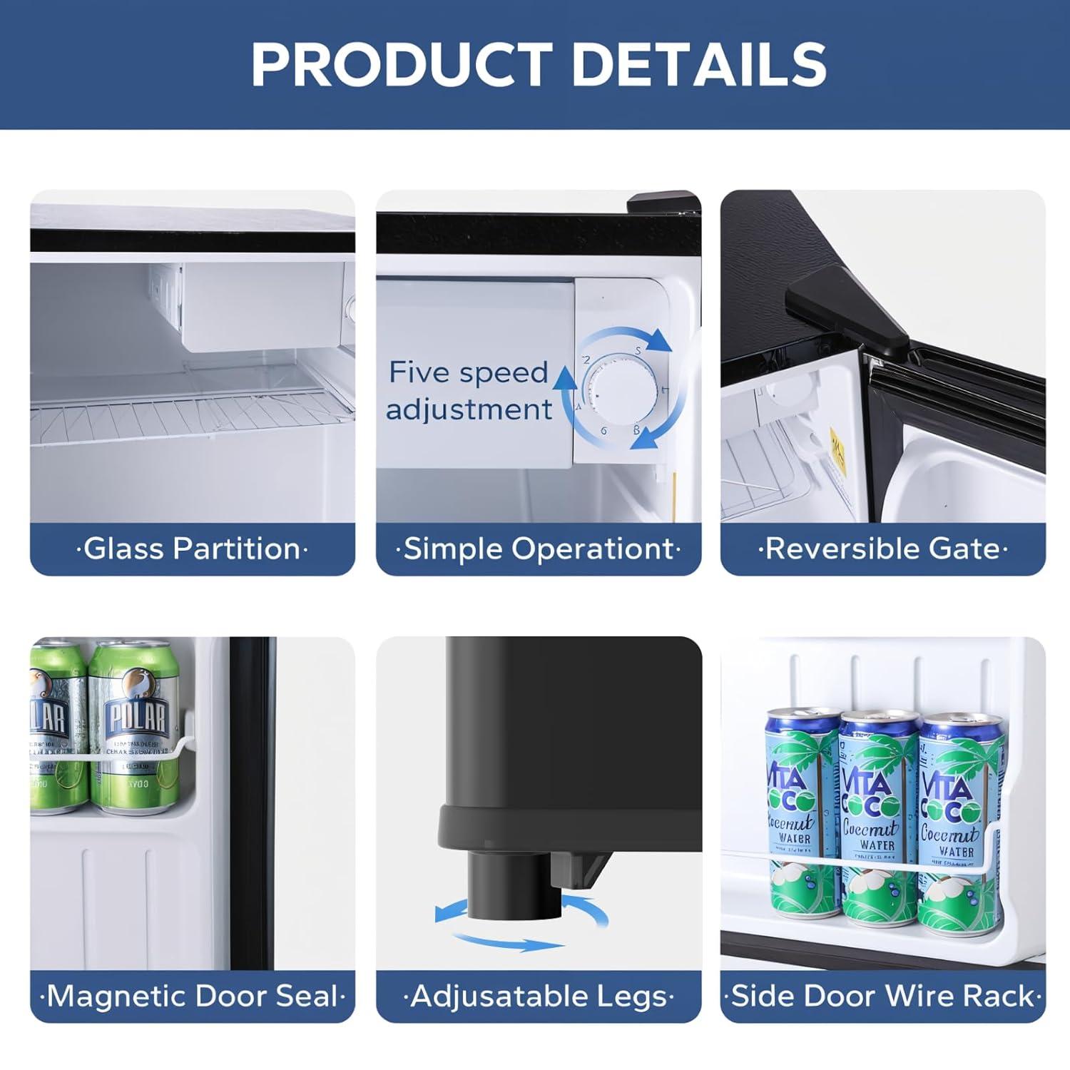 BANGSON BANGSON 1.6 Cu.Ft Mini Fridge With Freezer US-BSR-008