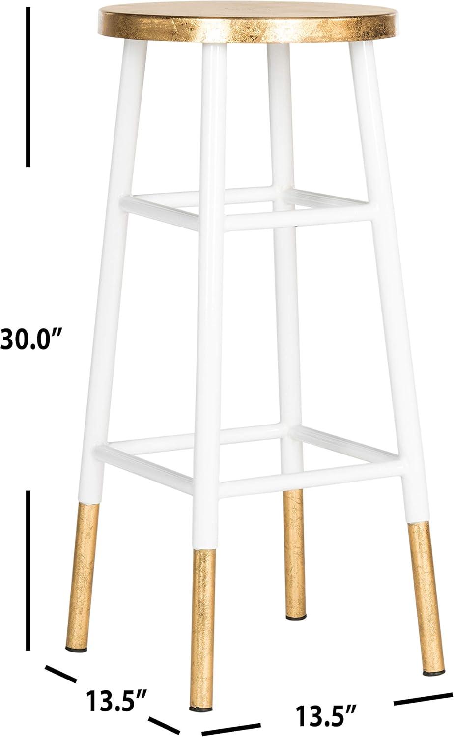 Emery Dipped Gold Leaf Bar Stool - FOX3230 - White/Gold - Safavieh Couture
