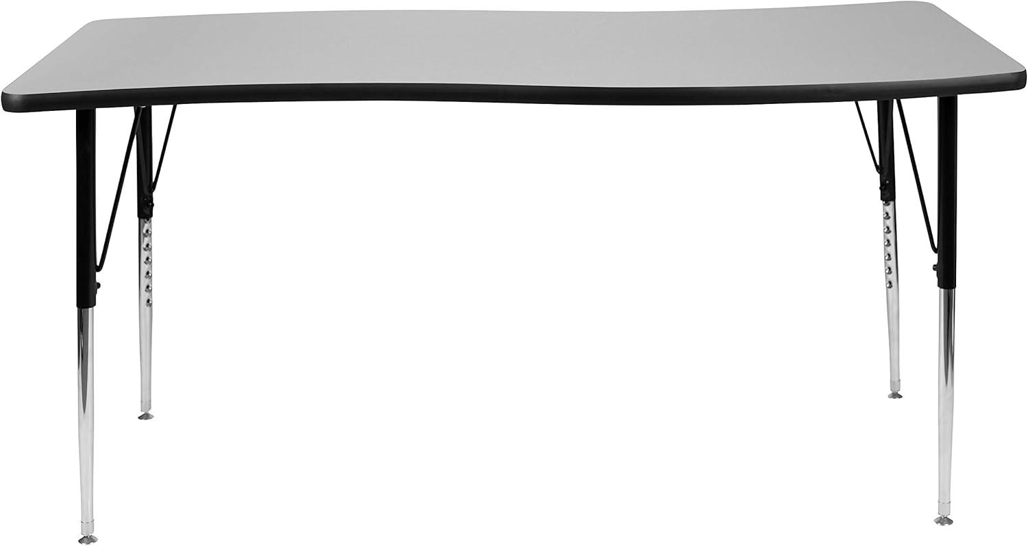 Flash Furniture Goddard 28"W x 47.5"L Rectangular Wave Collaborative Grey Adjustable Height Activity Table