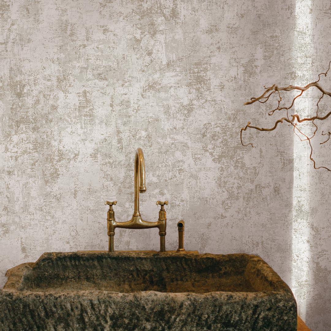 Tempaper & Co. Distressed Gold Removable Peel and Stick Wallpaper, Gold Leaf, 28 sq ft: Nursery, Botanical, Vinyl, Self-Adhesive