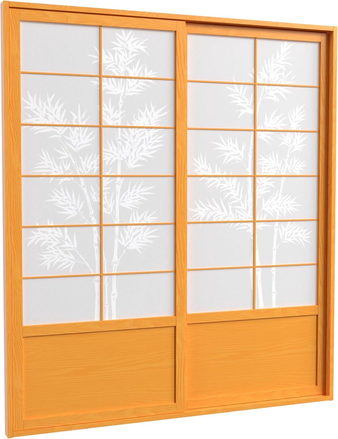 Honey Bamboo Tree Shoji Sliding Double Door Set