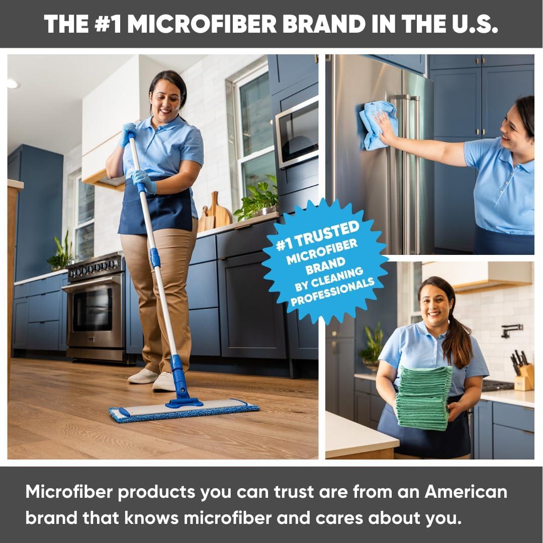 Microfiber Wholesale™ 24 inch Microfiber Mop Pads - Machine Washable, Reusable, Refills & Replacement Wet Mop Heads Compatible with Any Microfiber Flat Mop System (3 Pack)