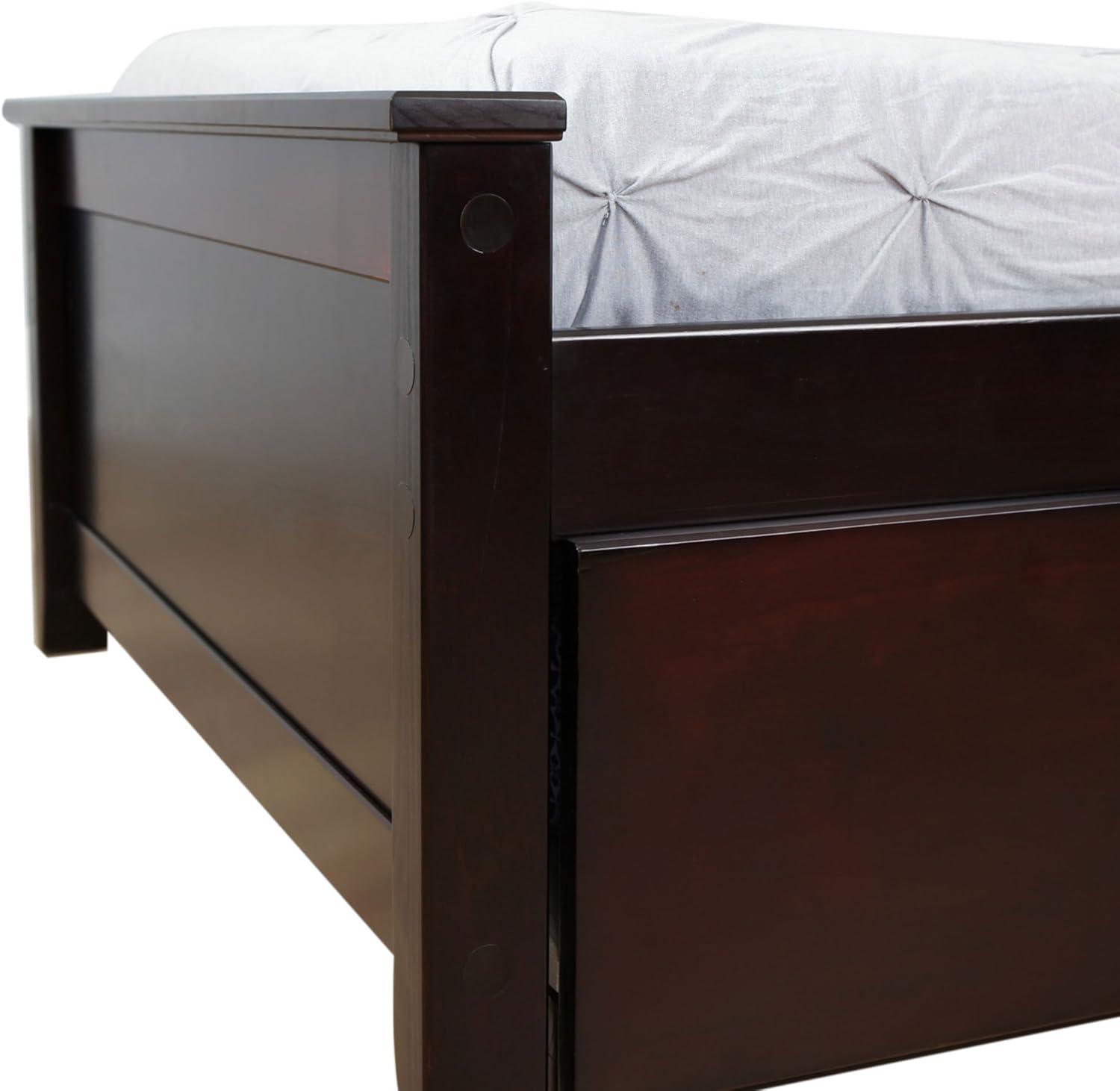 Pine Wood Twin Bed with Slatted Headboard and Trundle