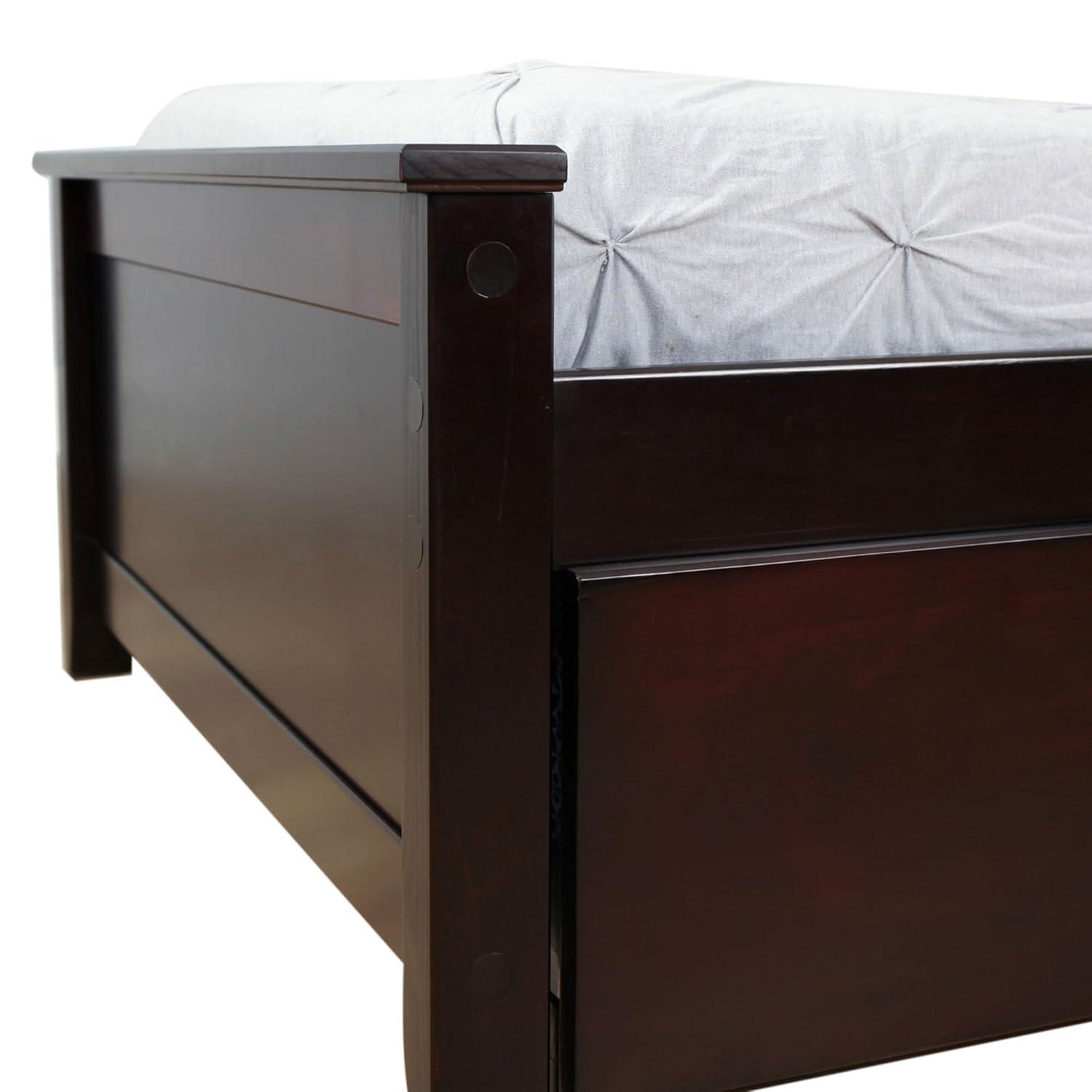 Pine Wood Twin Bed with Slatted Headboard and Trundle